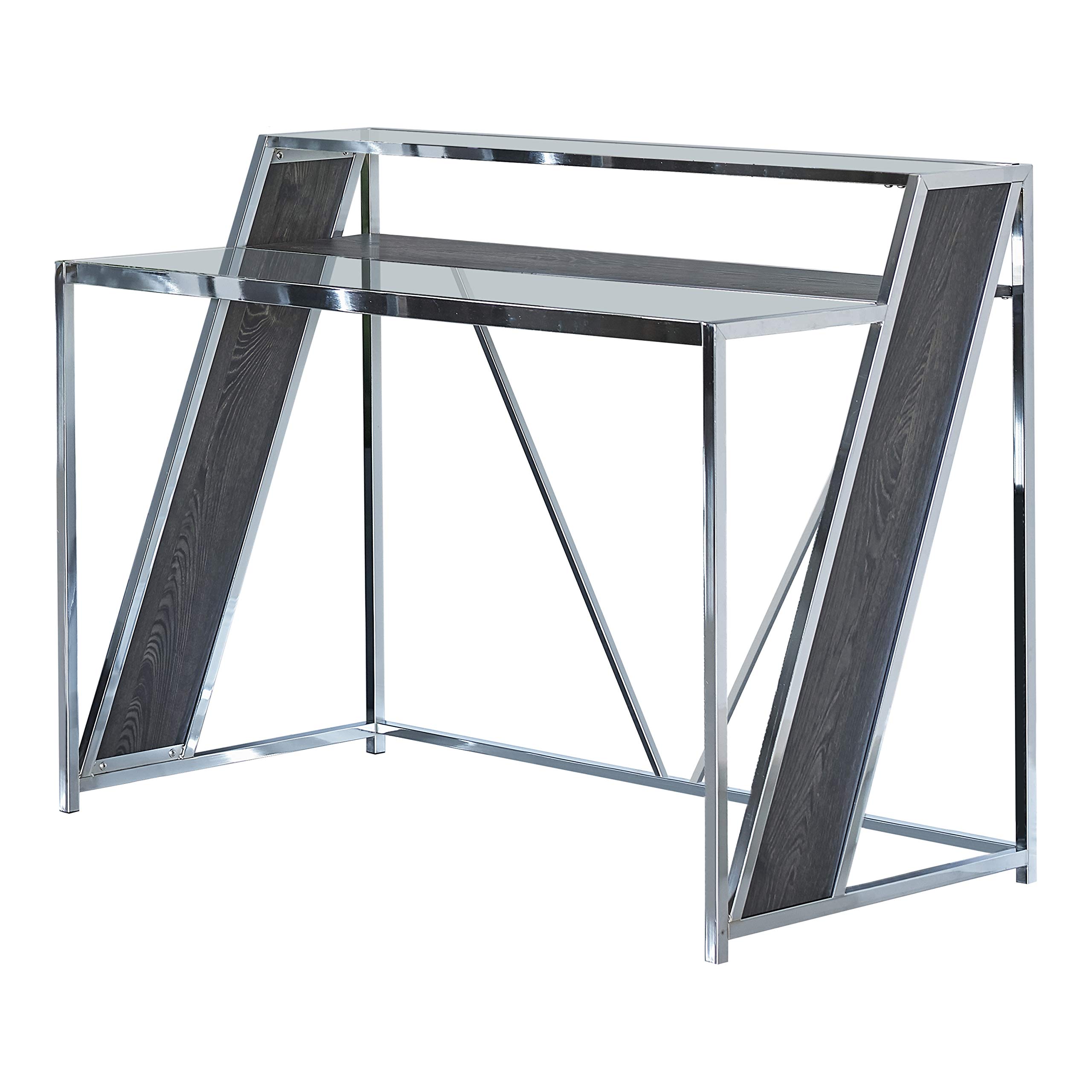 Coaster Furniture Alamosa Glass Top Chrome and Clear Writing Desk 805541 - Modern Home Office Desk for Small Spaces, Work From Home & Study