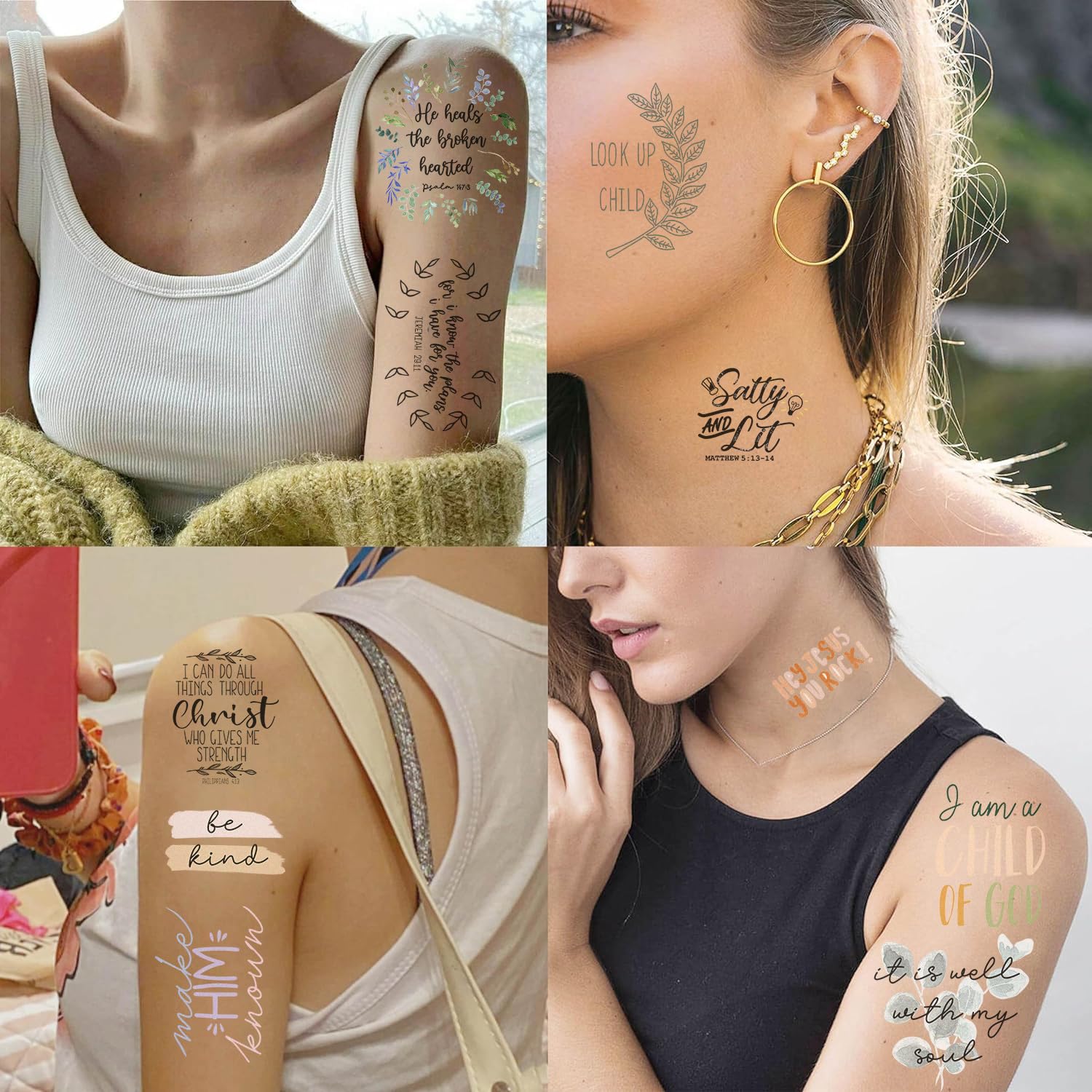70+ Inspirational Bible Verse Temporary Tattoos for Adults - Christian Religious Tattoo Stickers for Men & Women - Perfect for Church Events, Bible Study & Faith Expressions