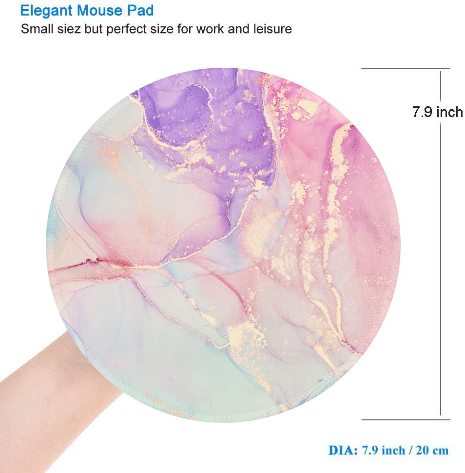 Premium Non-Slip Mouse Pad Set - 3 Pack Round Cute Marble Design Mousepads with Stitched Edges (7.9x7.9 Inch) for Laptop, PC, Gaming & Office Use - Perfect Desk Accessory for Work & Home Decor