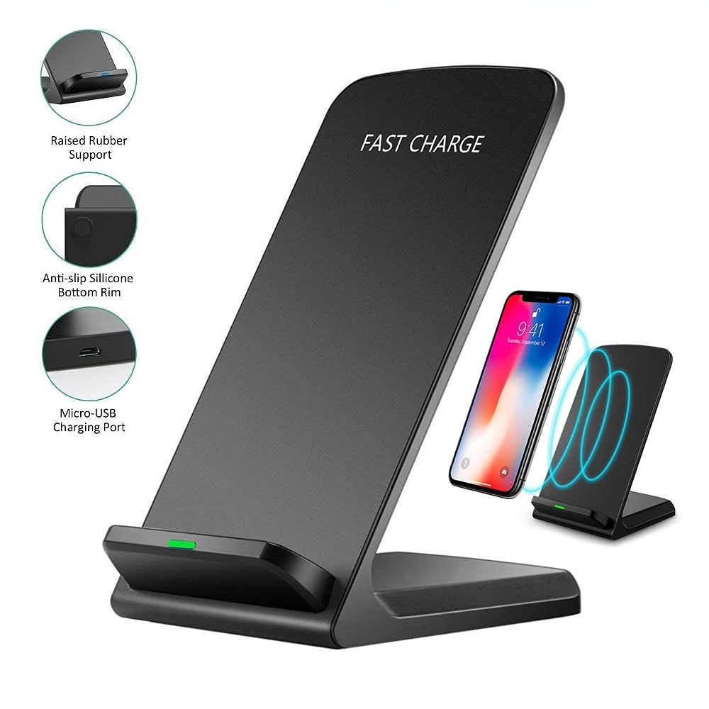 UrbanX Wireless Charger Stand - Qi-Certified Fast Charging Pad for Samsung Galaxy Note 20 5G, 10W Fast Wireless Charger for iPhone 13/12/11/X, AirPods (No AC Adapter Included) | Perfect for Bedside, Office & Travel