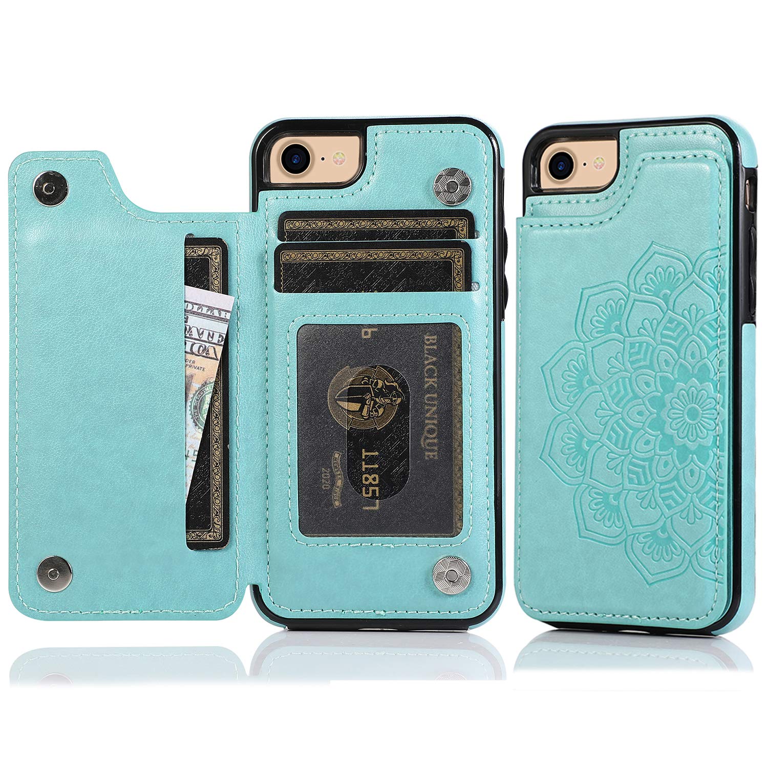 Premium Leather Wallet Case for iPhone SE 2020/7/8 - Slim Protective Cover with Card Holder Slot & Kickstand (Green) | Perfect for Everyday Use, Travel & Business Meetings
