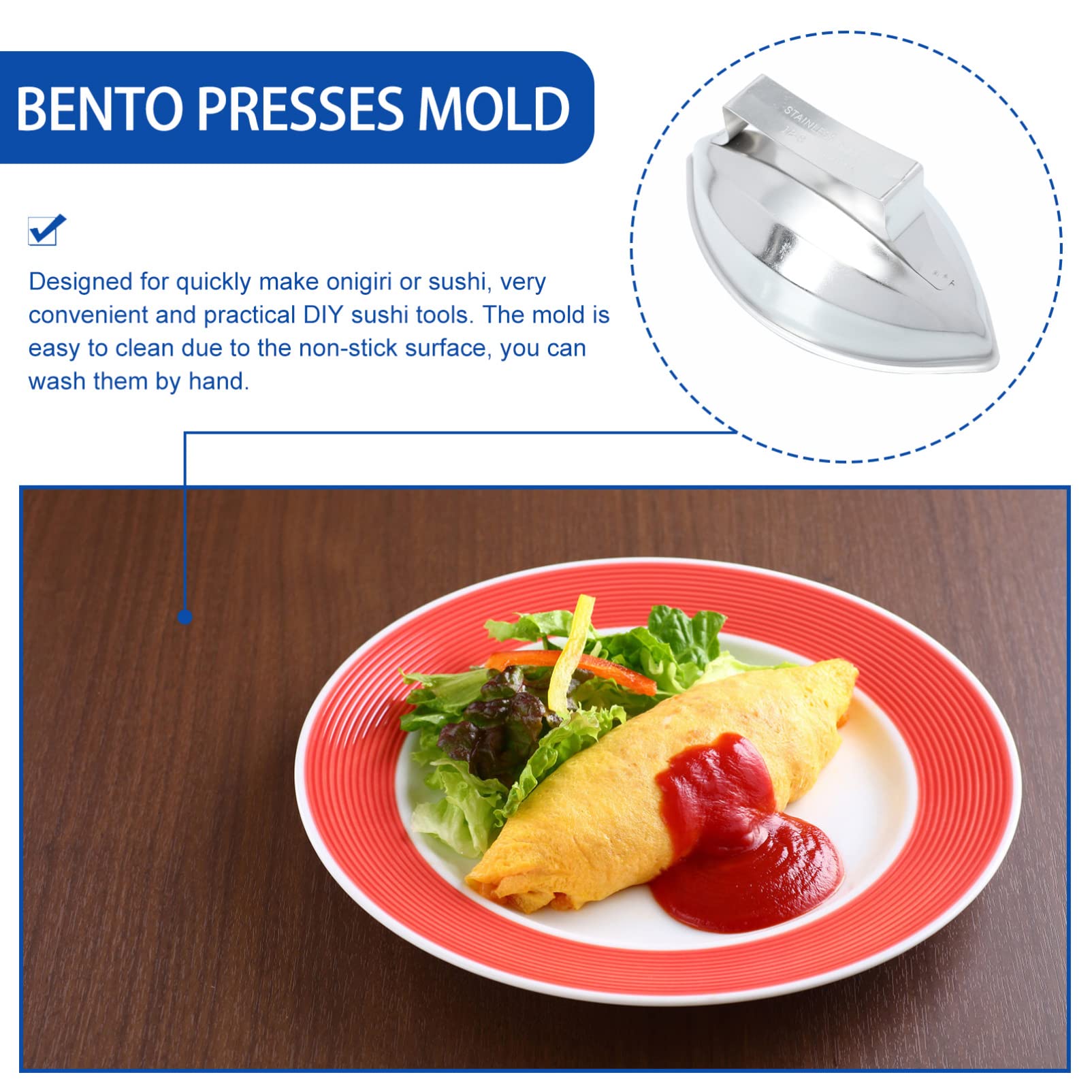 Yardwe Stainless Steel Papaya Rice Mold - Professional Omurice, Omuraisu & Tamagoyaki Maker - Japanese Sushi Rice Ball Shaper for Perfect Rice Shapes - Ideal for Home Cooking, Bento Boxes & Japanese Cuisine
