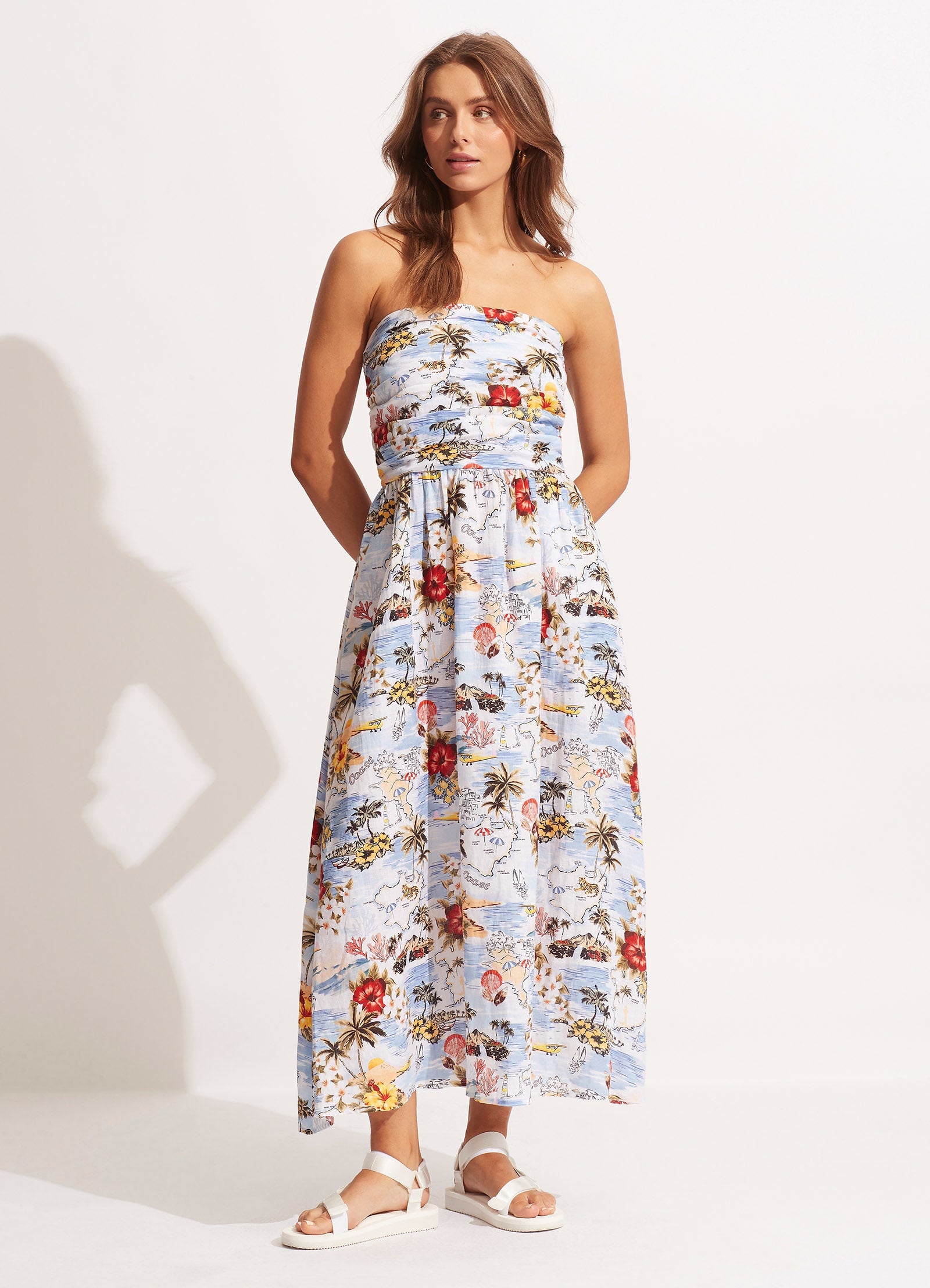 Coast To Coast Midi Dress in Powder Blue | Flowy Summer Dress for Beach, Vacation & Casual Outings