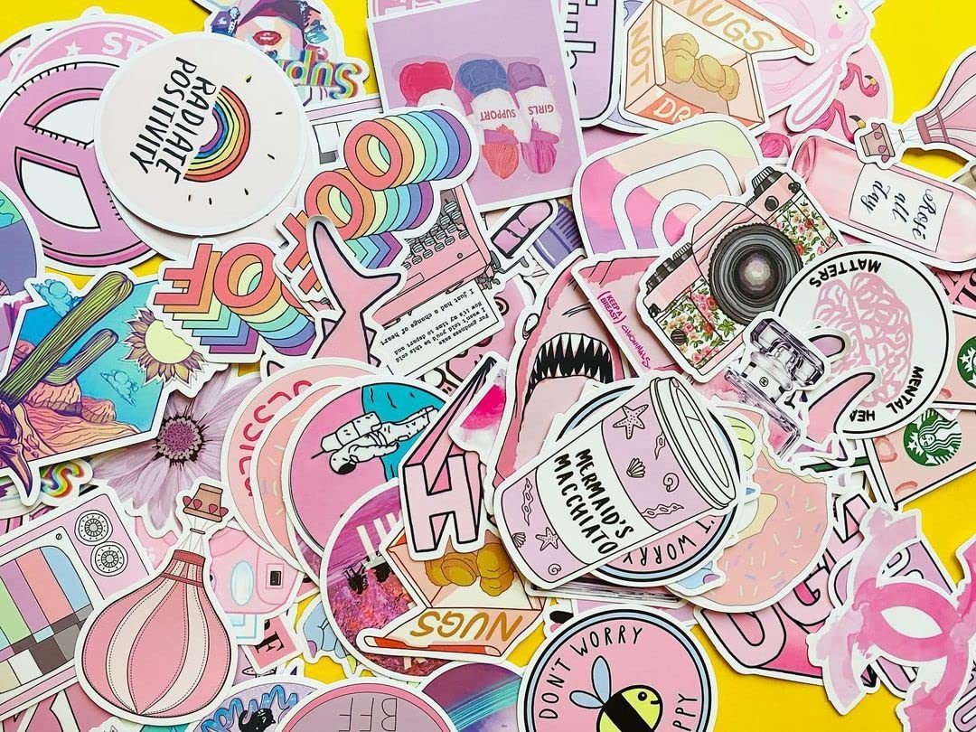 50 PCS Cute Pink Aesthetic Stickers for Girls - Waterproof Vinyl Decals for Water Bottles, Laptops, Phones - Perfect for Teens, Kids Room Decor & School Supplies | Great for DIY Crafts, Scrapbooking & Personalizing Accessories
