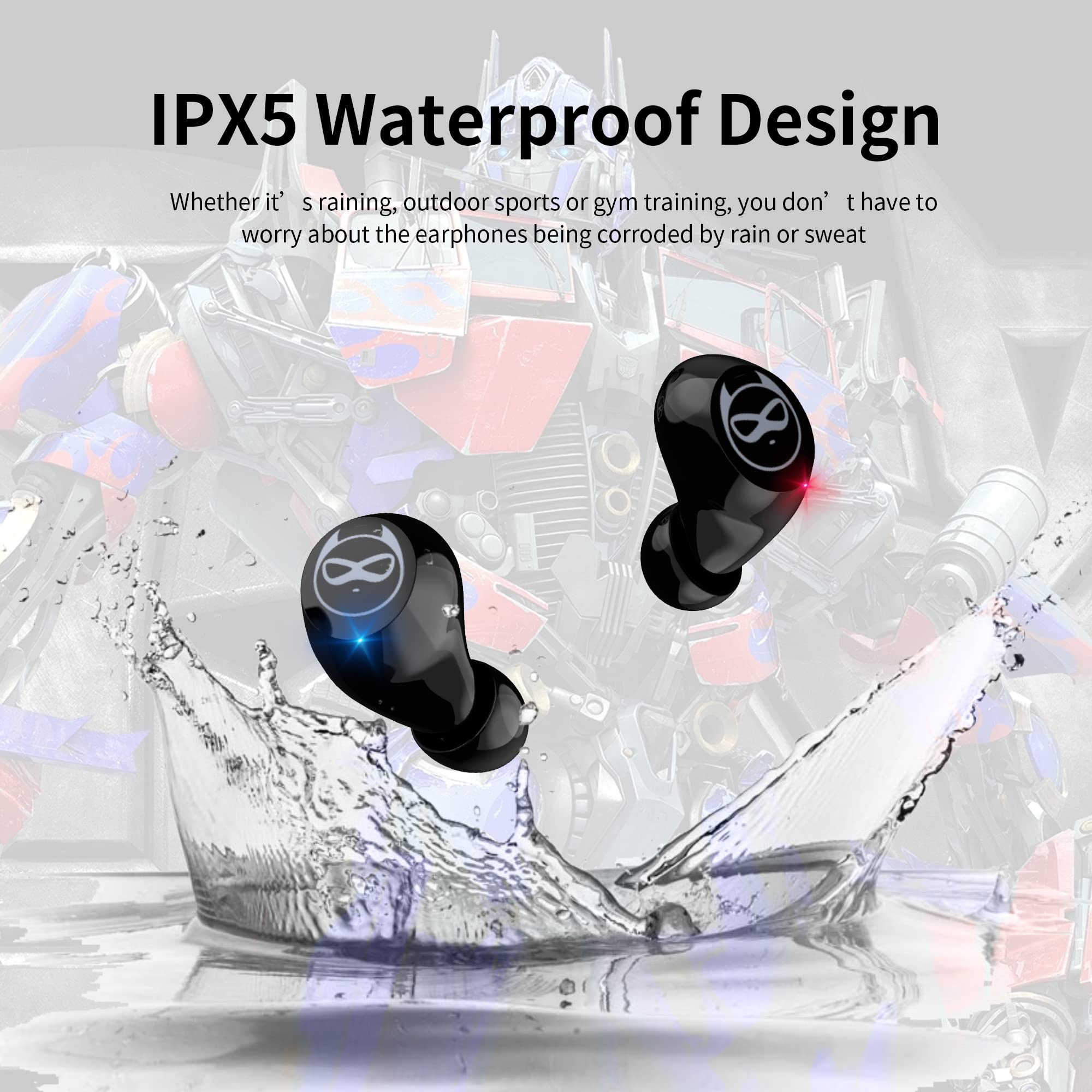 AMAFACE Wireless Bluetooth Earbuds with Charging Case - IPX5 Waterproof, Bass Sound, Touch Control, 36H Playtime for Running, Gym & Travel - Cool Design Sports Headphones with Built-in Mic