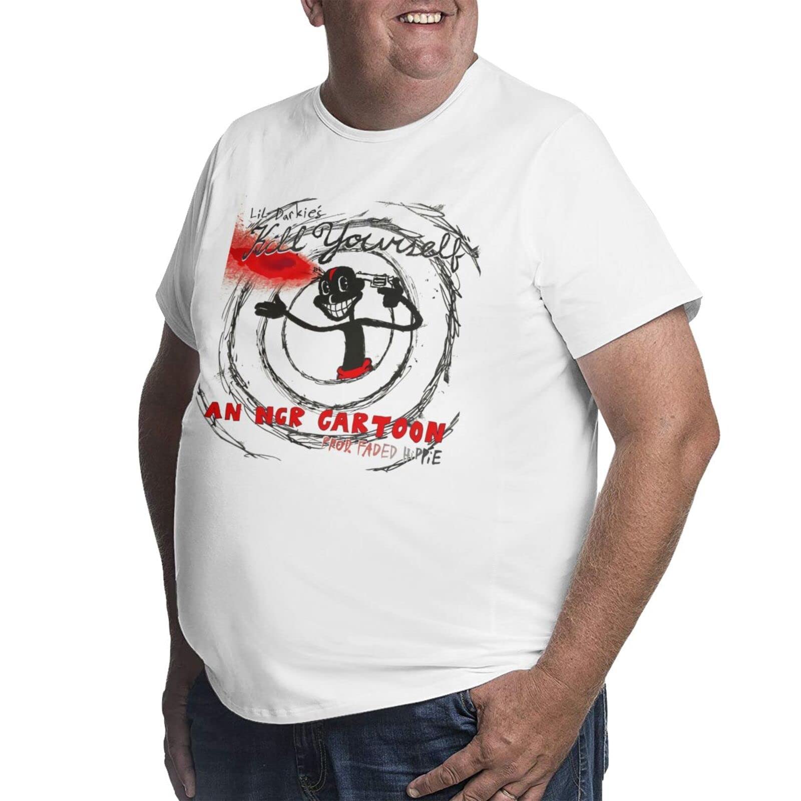 Lil Darkie Oversized Cotton T-Shirt for Men - Big and Tall Short Sleeve Tee - Soft White Crewneck Shirt - Streetwear, Hip Hop Fashion, Casual Wear for Concerts and Daily Outfits