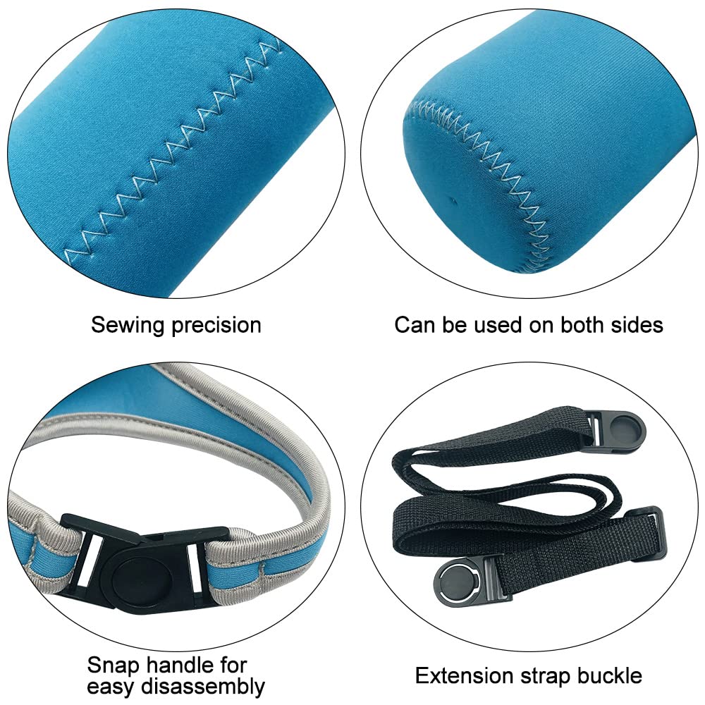 DanziX 4 Pack Insulated Neoprene Water Bottle Carrier with Adjustable Shoulder Straps - Fits 16oz to 20oz Sports Bottles (Blue) - Perfect for Gym, Hiking, Camping & Outdoor Activities