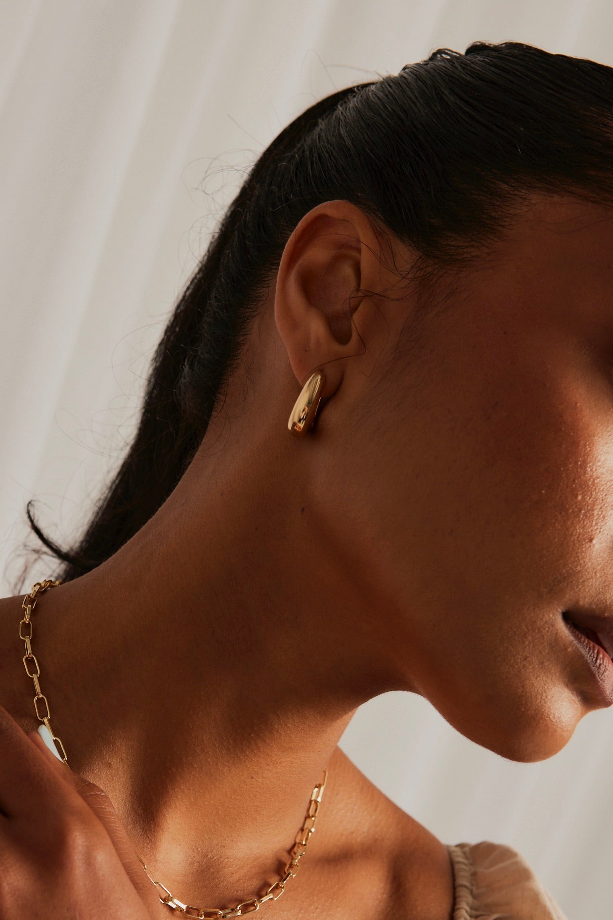 Chunky Drop Gold Hoop Earrings for Women - 14K Gold Plated Statement Dangle Earrings - Trendy Boho Jewelry for Party, Wedding & Everyday Wear