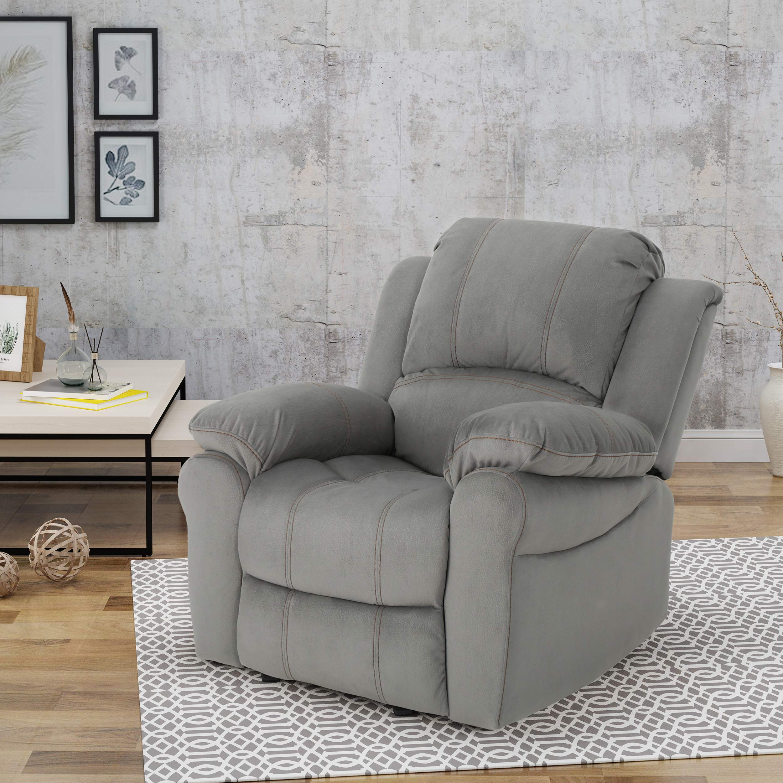 Christopher Knight Home Edwin Recliner - Grey & Black Fabric Reclining Chair with Comfortable Padding | Perfect for Living Room, Home Theater & Office Relaxation