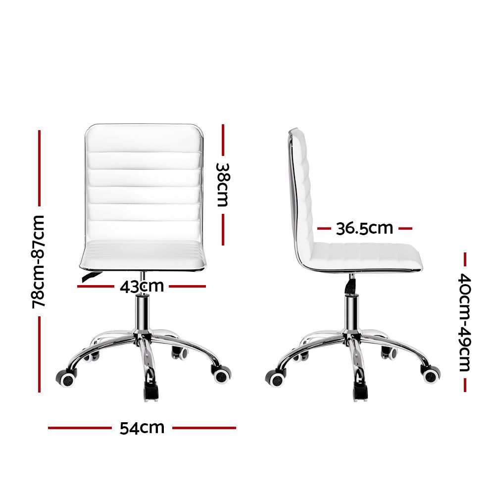 Artiss Office Chair - Ergonomic PU Leather Computer Desk & Gaming Chair with Low Back Support in White - Perfect for Home Office, Gaming & Workspace Comfort