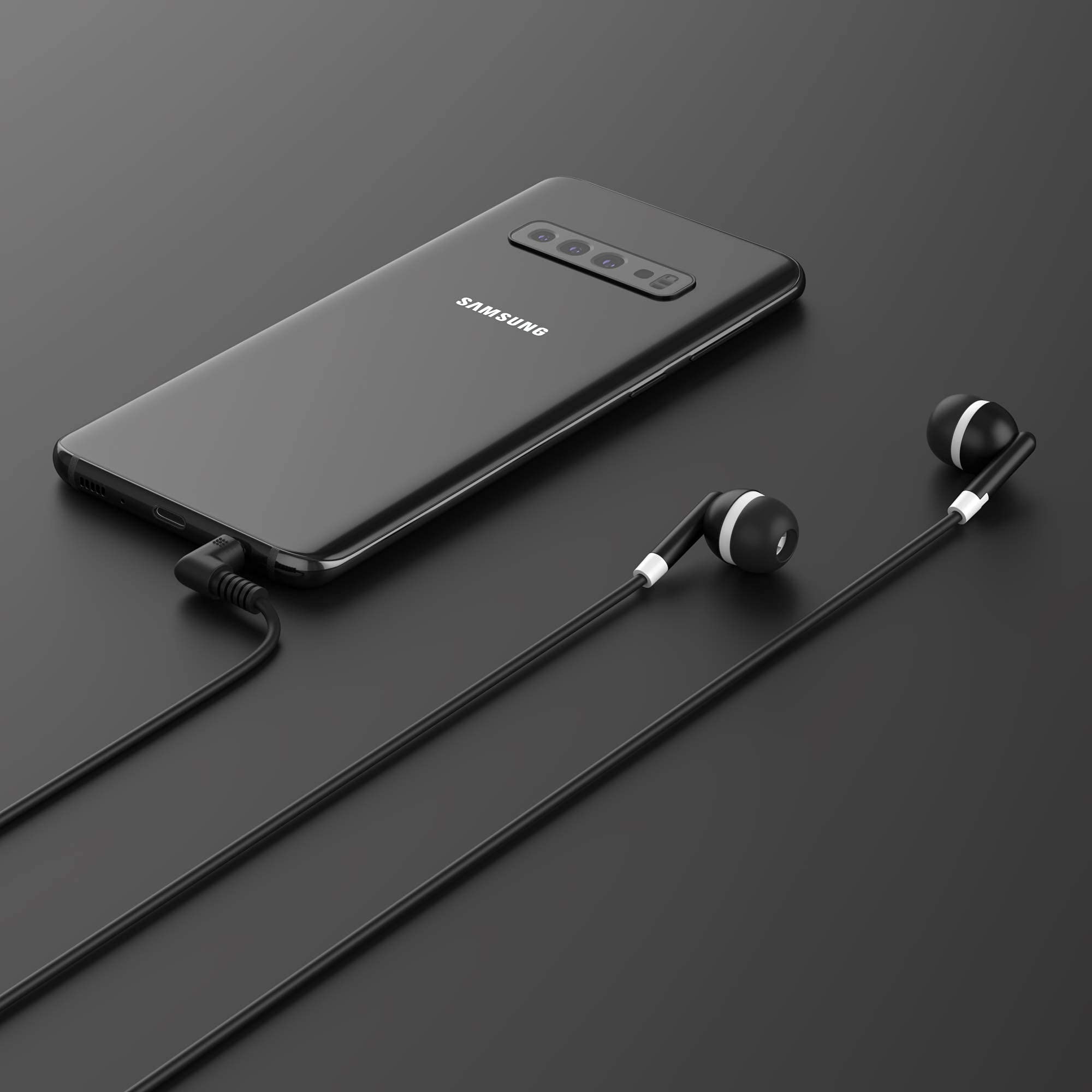 Maeline Bulk Earbuds 20 Pack - 3.5mm Wired Headphones with Microphone - Black Wholesale Bundle for School, Office, Gym & Travel