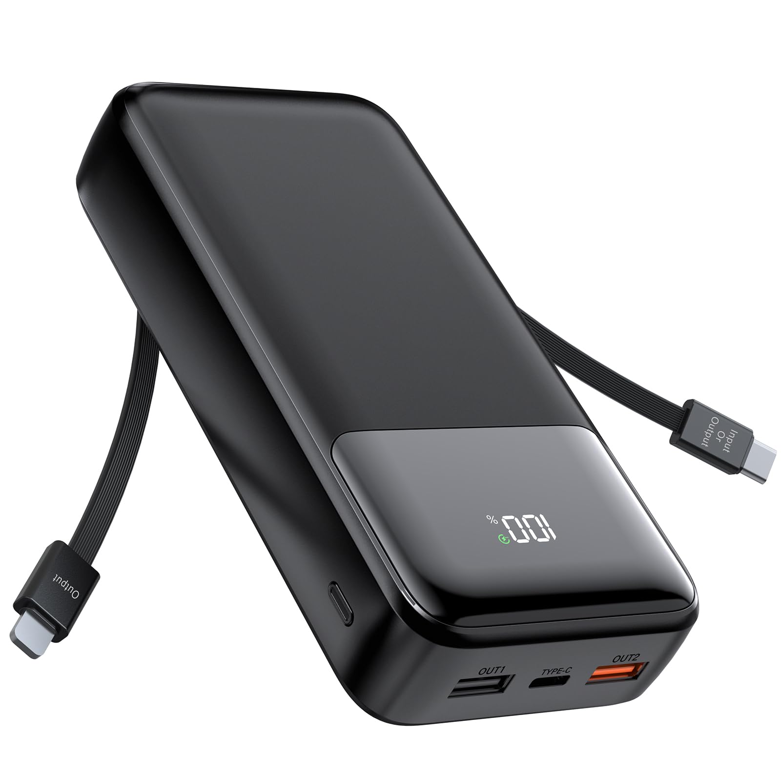 20000mAh Portable Charger Power Bank with USB-C & Lightning Cables - 22.5W Fast Charging for iPhone 15/14/13, iPad, Samsung Galaxy, Android Phones | Perfect for Travel, Camping & Emergency Power Backup