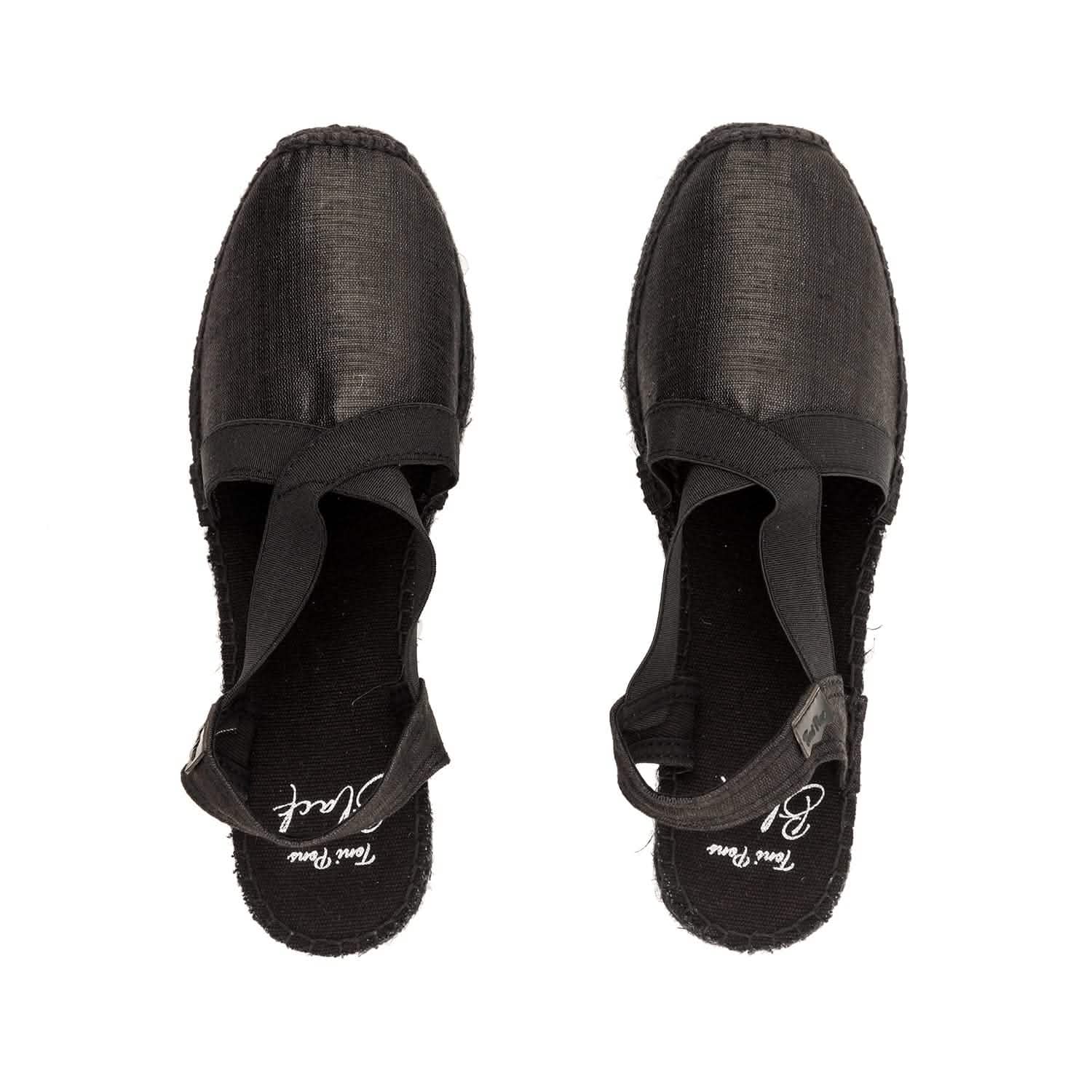 Women's Black Silk Wedge Espadrilles - Comfortable Summer Sandals for Beach, Vacation & Casual Outings