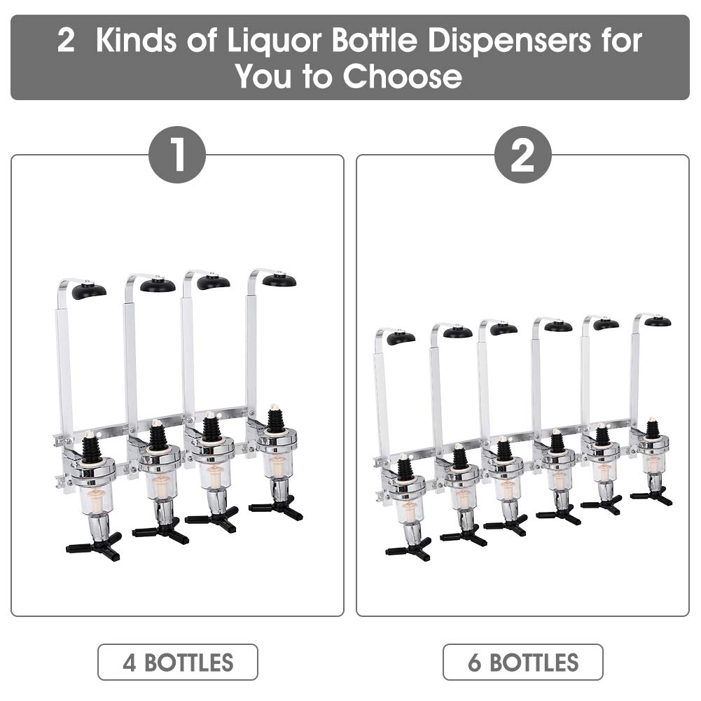 4 Bottle Wall Mounted Liquor Dispenser for Home Bar - Professional Alcohol Caddy & Wine Dispenser for Parties, Entertaining & Commercial Use