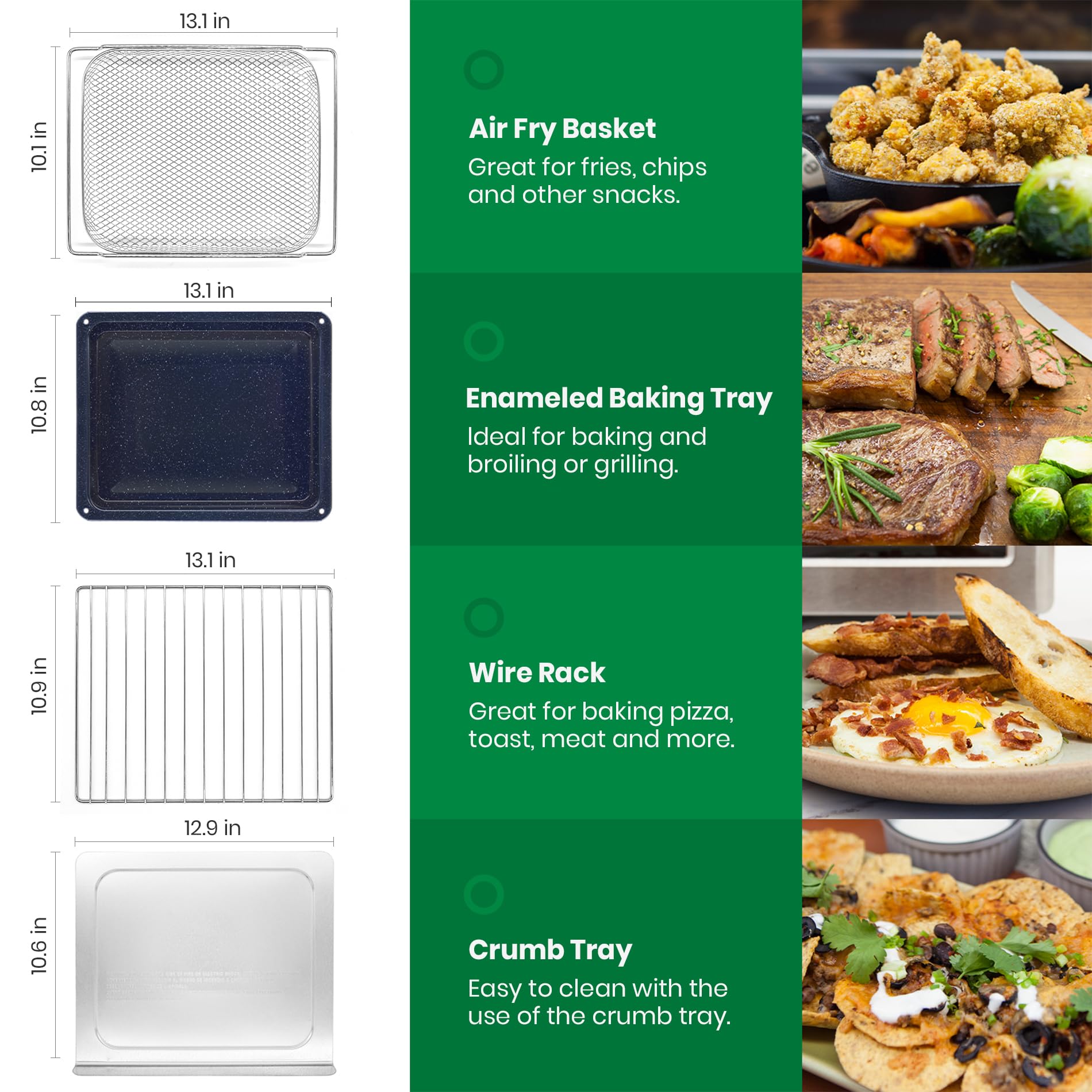 **10-in-1 Large Infrared Heating Air Fryer Toaster Oven – 6-Slice Countertop Convection Oven with Enamel Baking Pan & Recipe Book – Black Matte Stainless Steel – Perfect for Baking, Roasting & Healthy Cooking**
