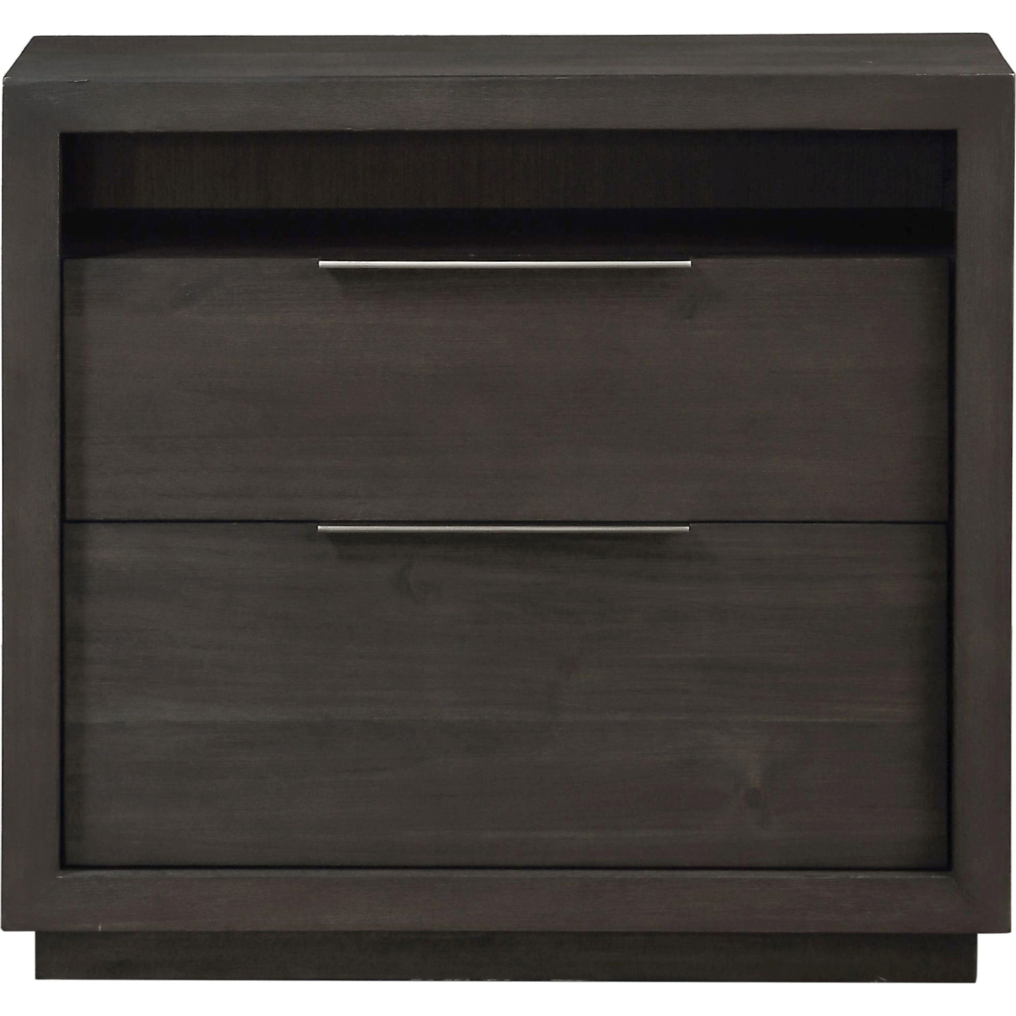 Oxford Two Drawer Nightstand in Basalt Grey - Modern Bedside Table for Bedroom, Living Room & Guest Room - Compact Storage Solution with Smooth Gliding Drawers