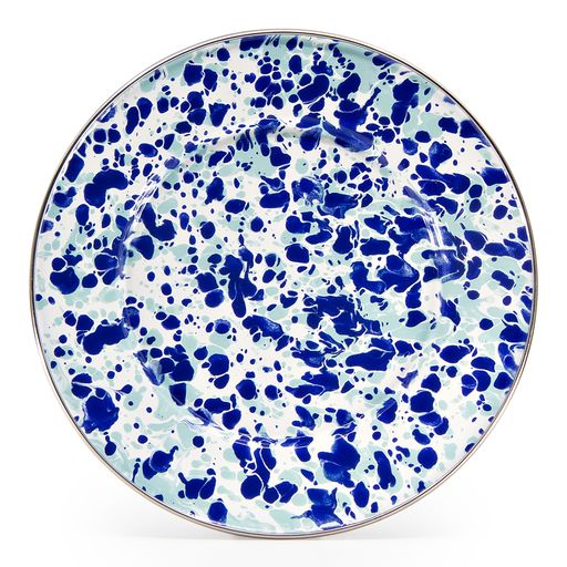 Ocean Swirl Enamelware Sandwich & Salad Plates - Set of 4, 8.5 Inch Durable Melamine Dinnerware for Picnics, Camping & Outdoor Dining - Vintage Style Tableware for Home & Restaurant Use