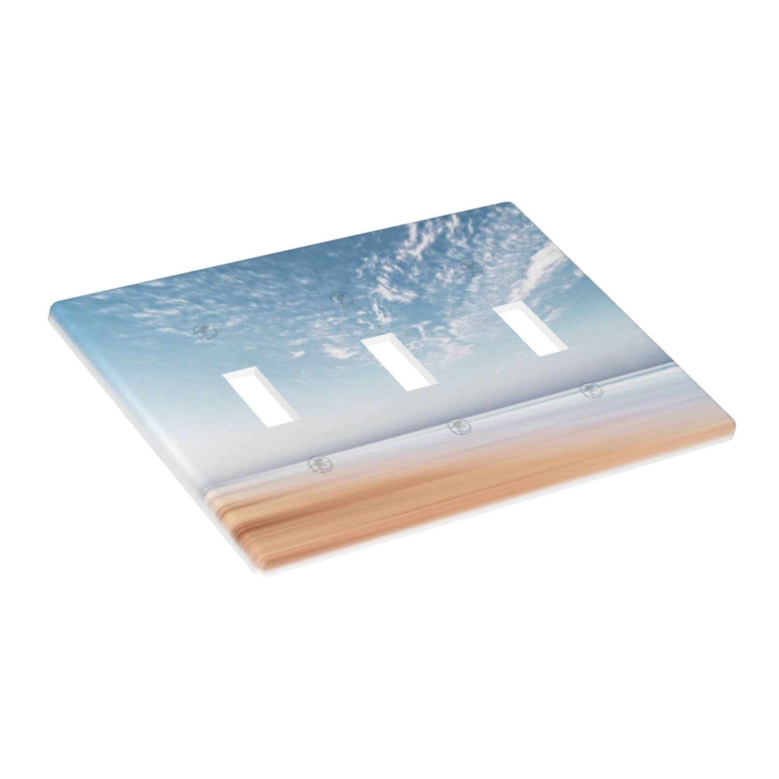 Blue Ocean Beach Triple Light Switch Cover - Decorative 3 Gang Toggle Wall Plate (4.5
