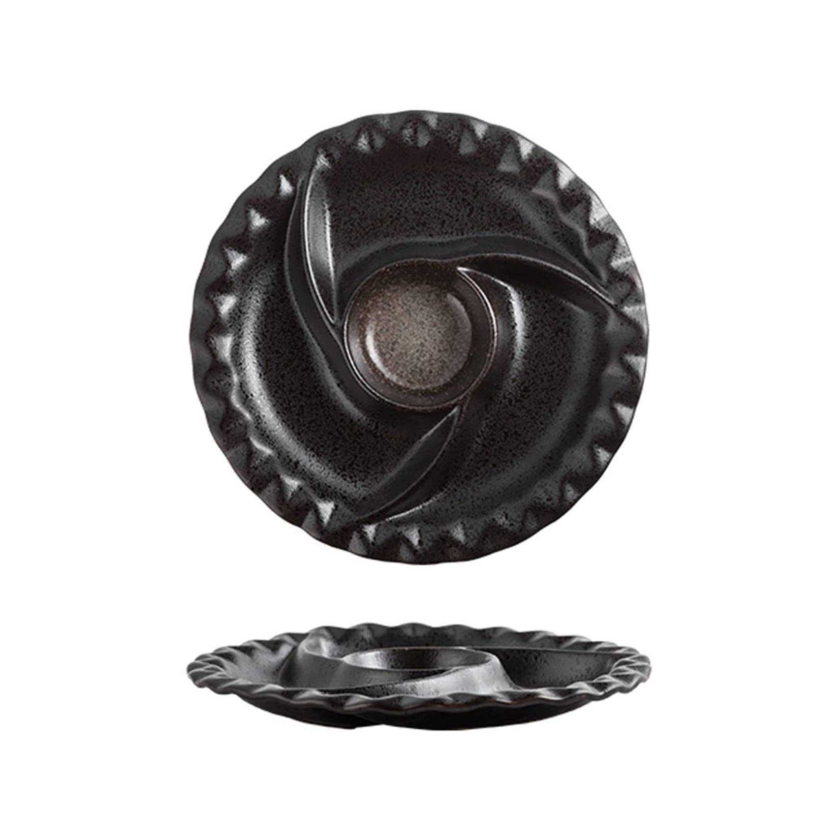 2-Piece Ceramic Chip and Dip Serving Set - Divided Appetizer Platter for Snacks, Salad, and Party Food - Perfect for Entertaining, Potlucks, and Family Gatherings
