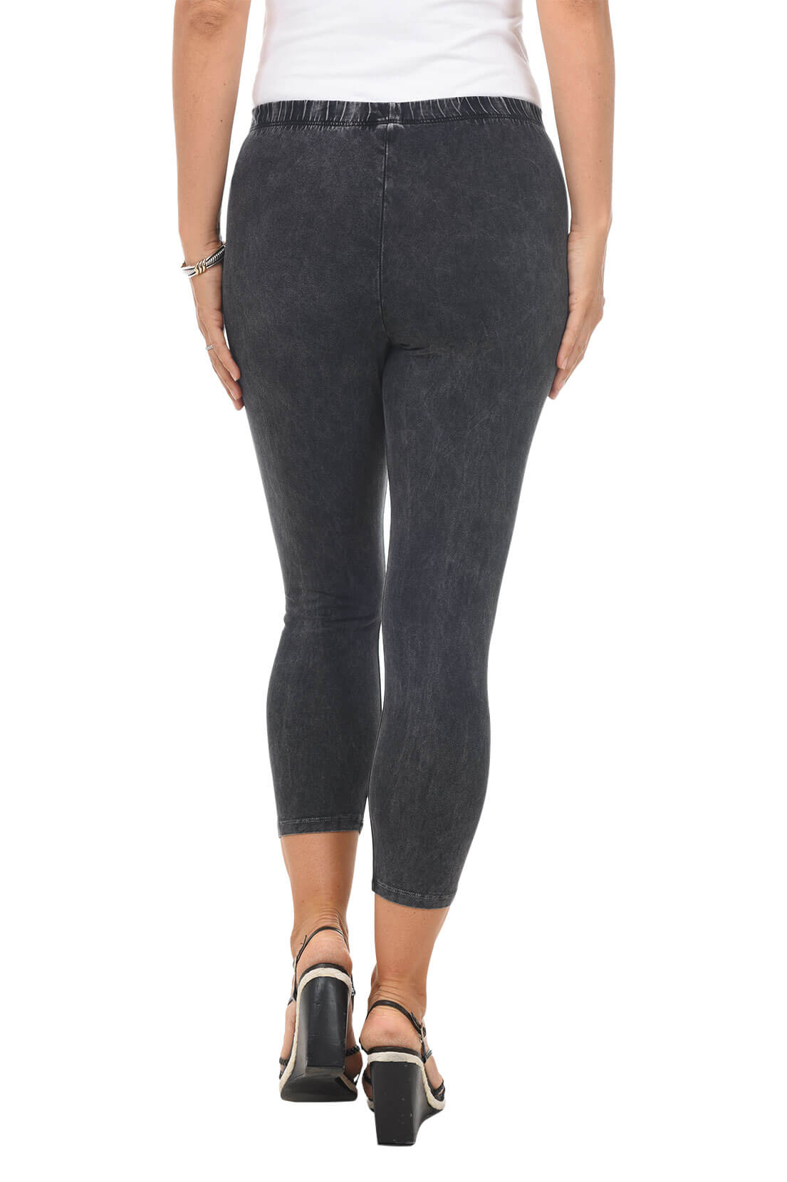 Mineral Wash Capri Leggings for Women - High Waisted Stretchy Yoga Pants - Comfortable Workout & Lounge Wear for Gym, Running, Travel