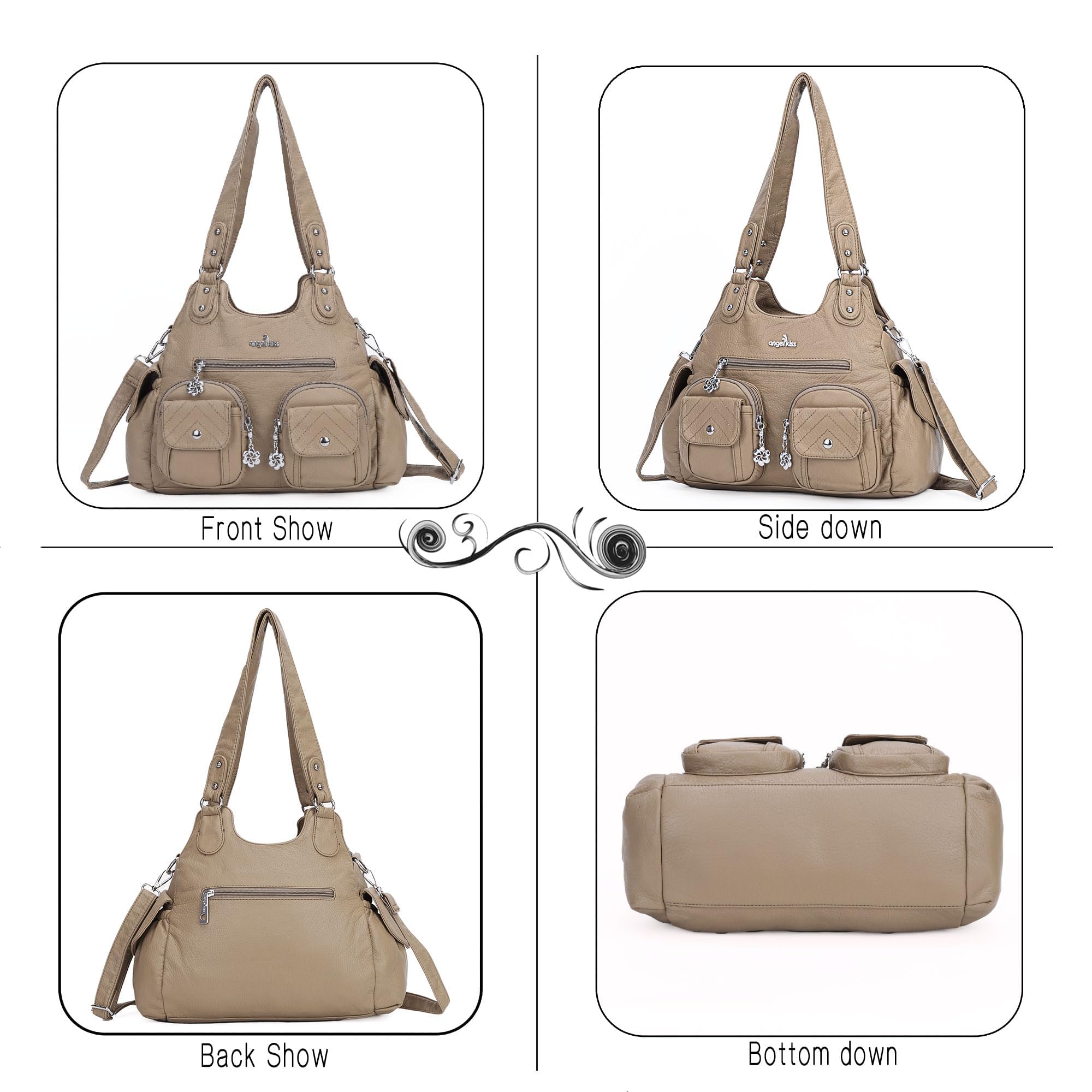 Angel Kiss Women's Large Hobo Bag - Soft PU Leather Shoulder Handbag for Ladies | Perfect for Work, Travel & Everyday Use