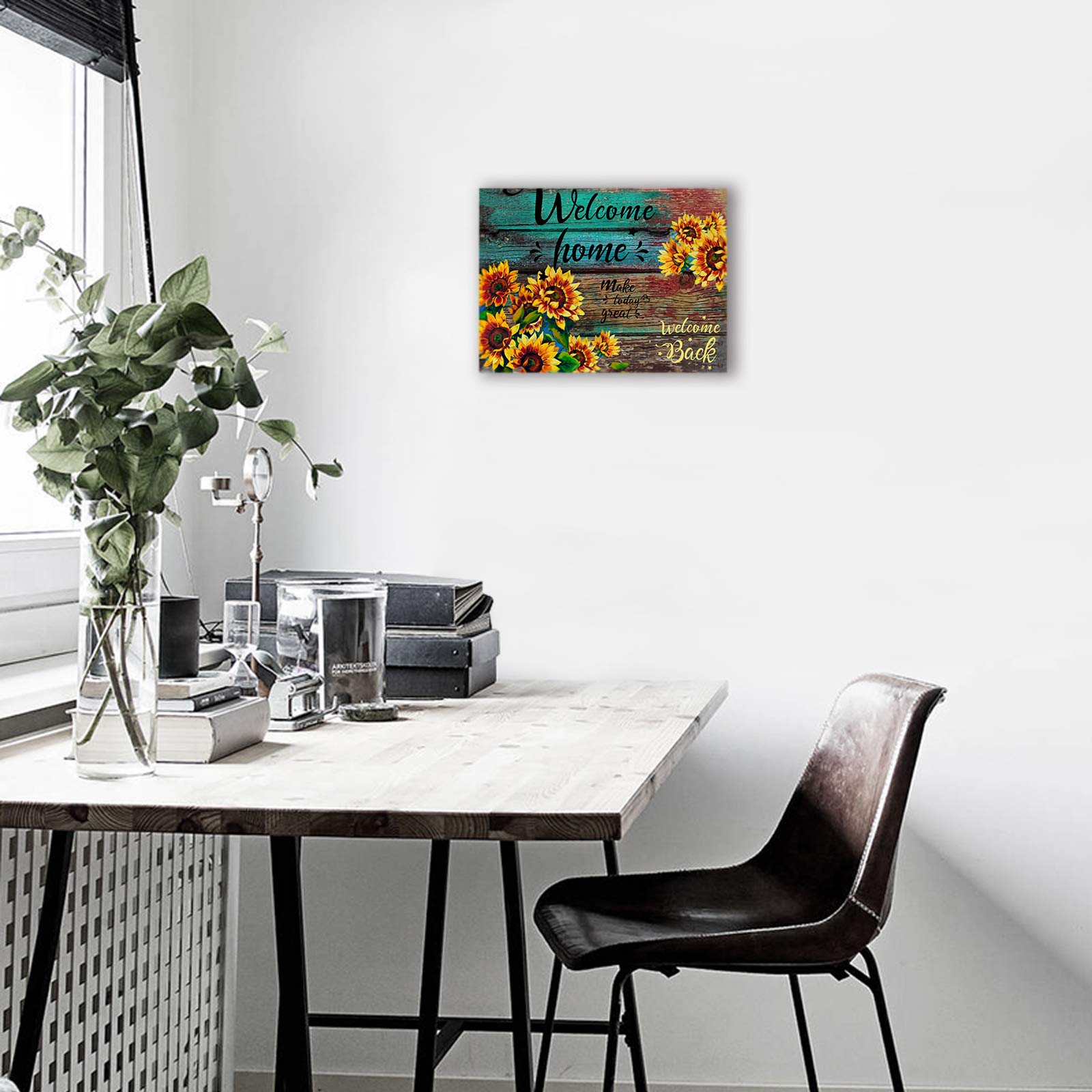 Sunflower Canvas Wall Art 12x16 - Rustic Farmhouse Decor for Kitchen, Bedroom & Living Room