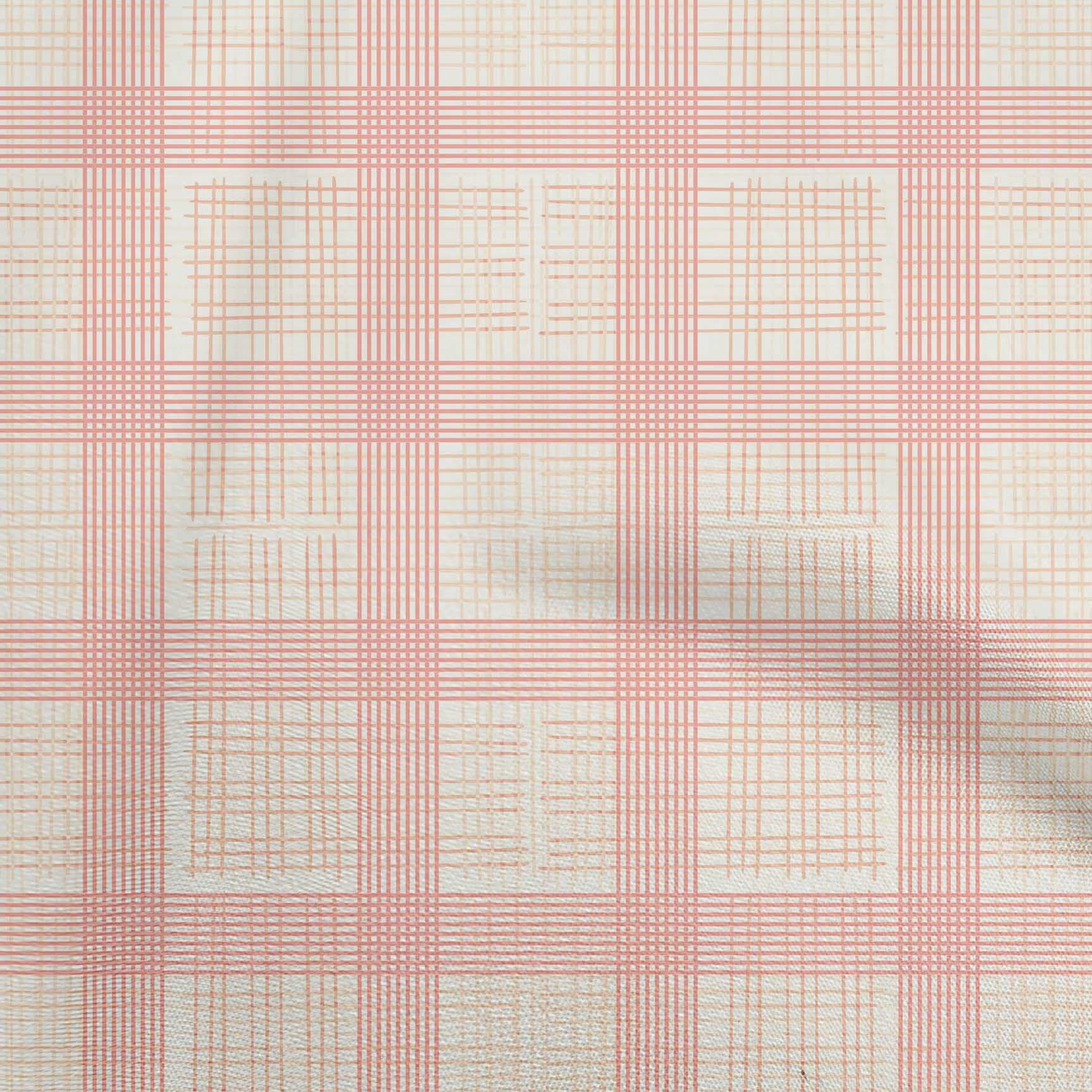 oneOone Viscose Chiffon Fabric - Light Pink Check Print Dress Material (42 Inches Wide) | Perfect for Summer Dresses, Blouses & DIY Fashion Projects
