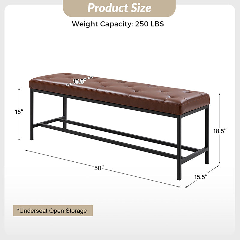 Johannes Upholstered Bench - Stylish Storage Ottoman with Tufted Cushion, Modern Entryway Bench for Bedroom, Living Room & Hallway - Perfect for Seating, Storage & Home Decor