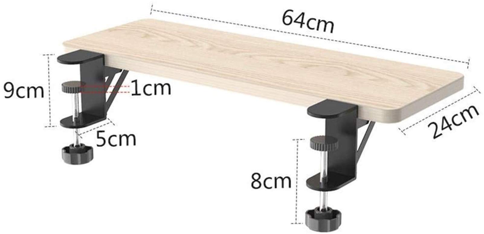 LIJCC Under Desk Keyboard Tray - Ergonomic Wooden Keyboard Drawer with Mouse Platform & Wrist Rest | Space-Saving Clamp-On Design, No Screws Needed | Perfect for Home Office, Gaming Setup & Small Workspaces