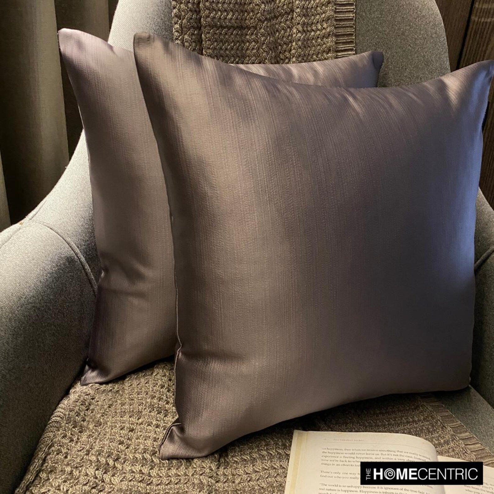 Ash Purple Slub Satin Throw Pillow Cover - Soft Decorative Cushion Case for Sofa, Bed & Home Decor