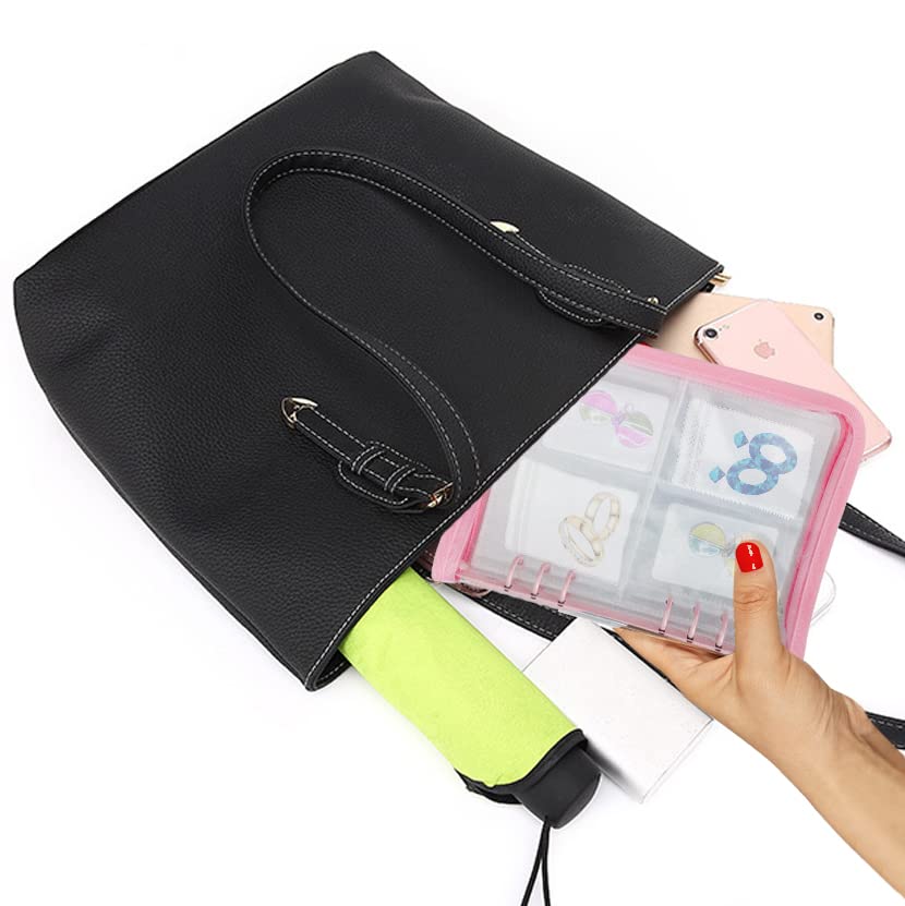 Transparent Jewelry Organizer Book - Earring, Necklace, Bracelet & Ring Holder with Zippered Pouch | Travel Jewelry Case for Women | Perfect for Home Storage, Travel & Gift Giving