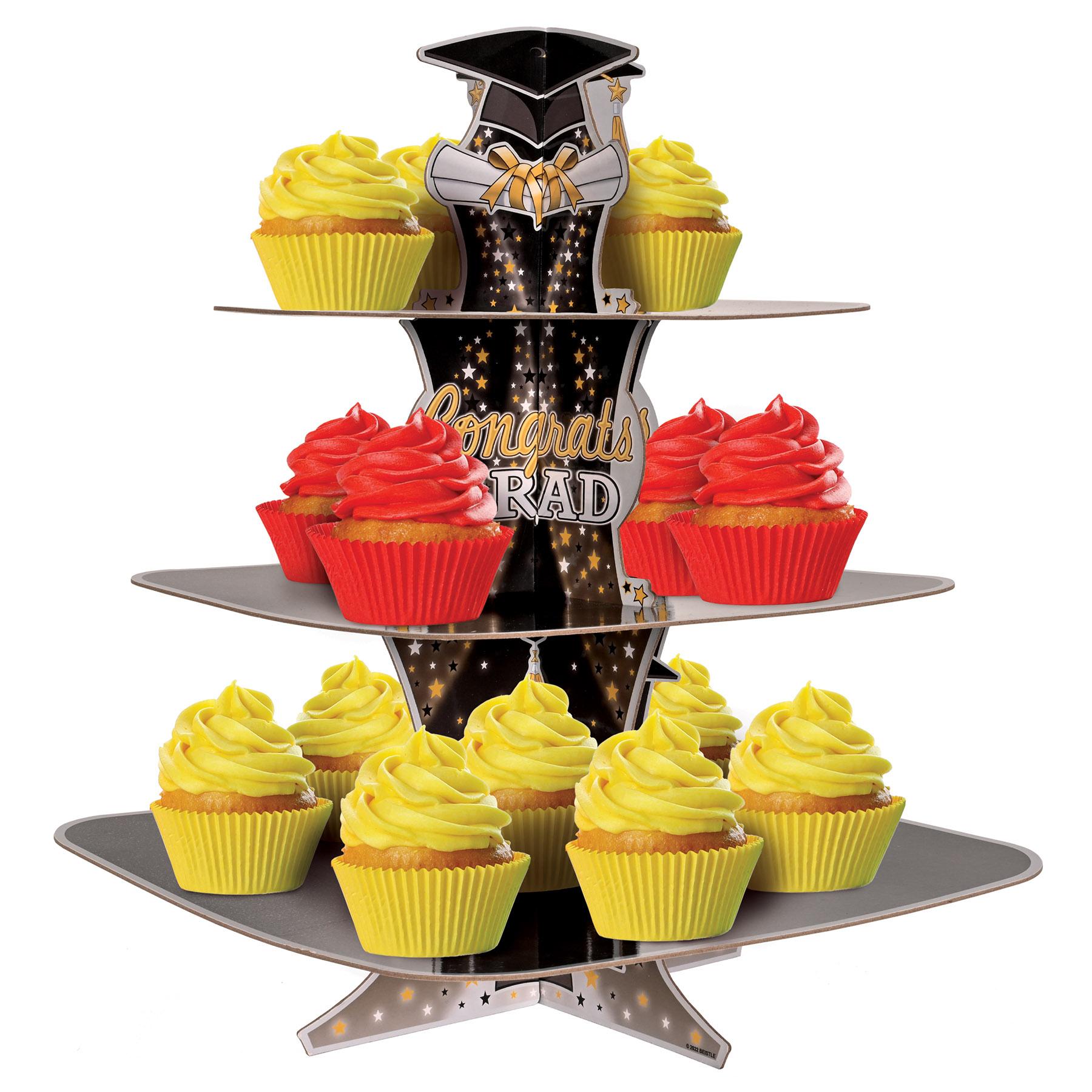 12 Pack Beistle Graduation Party Cupcake Stand - 3 Tier Dessert Display for Graduation Decorations, Birthday Parties & Special Events