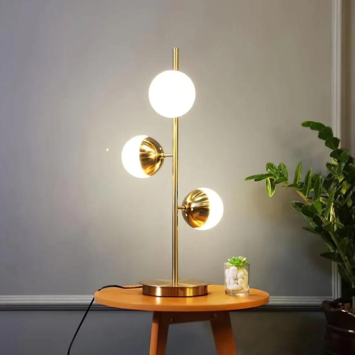 Modern 3-Headed Sphere Table Lamp - Stylish LED Desk Light for Living Room, Bedroom, or Office Decor
