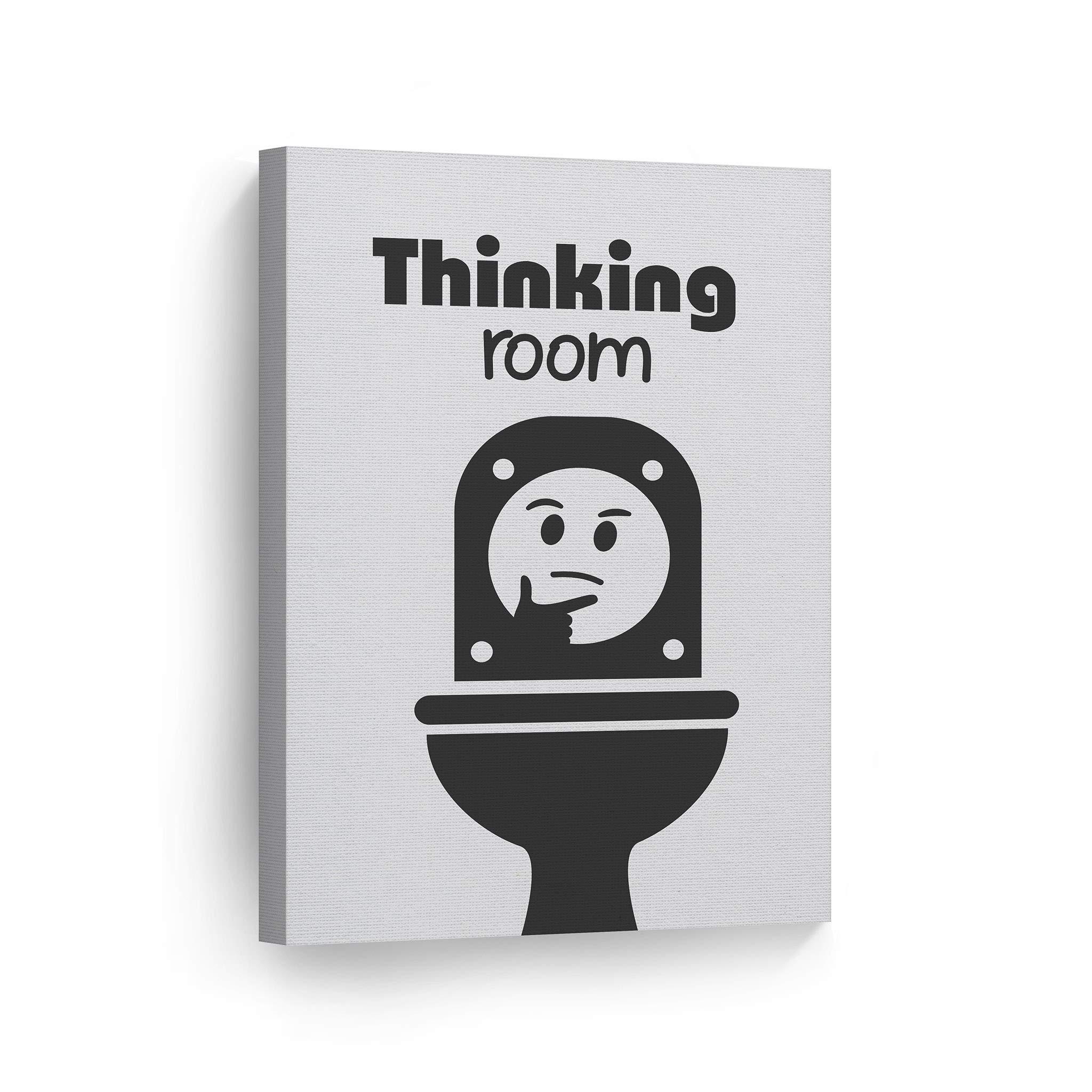 Funny Bathroom Wall Art - Smile Art Design Thinking Room Quote Canvas Print - Ready to Hang Bathroom Decor (17x11) - Perfect for Home, Office & Restroom Decoration - Made in USA