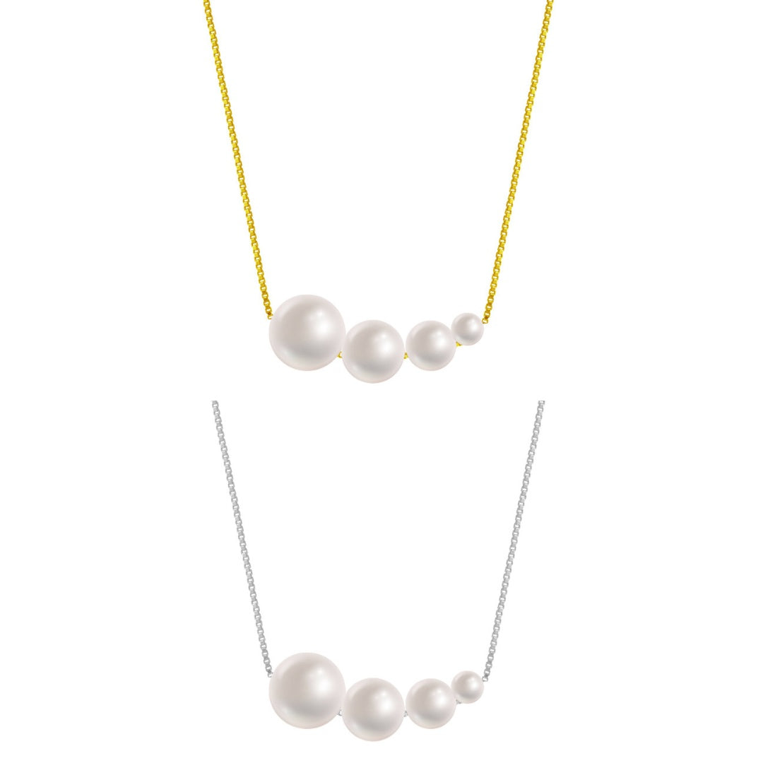 Dainty Irregular Pearl Bead Chain Necklace | XL9015 - Elegant Layering Jewelry for Women, Perfect for Weddings, Parties & Everyday Wear