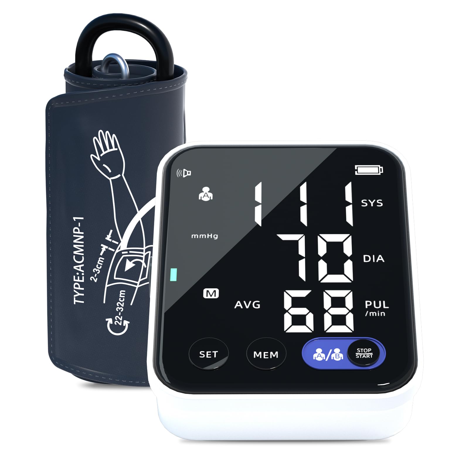 Accurate Upper Arm Blood Pressure Monitor for Home Use - 240 Memory, 2 Users, Adjustable Cuff (8.7