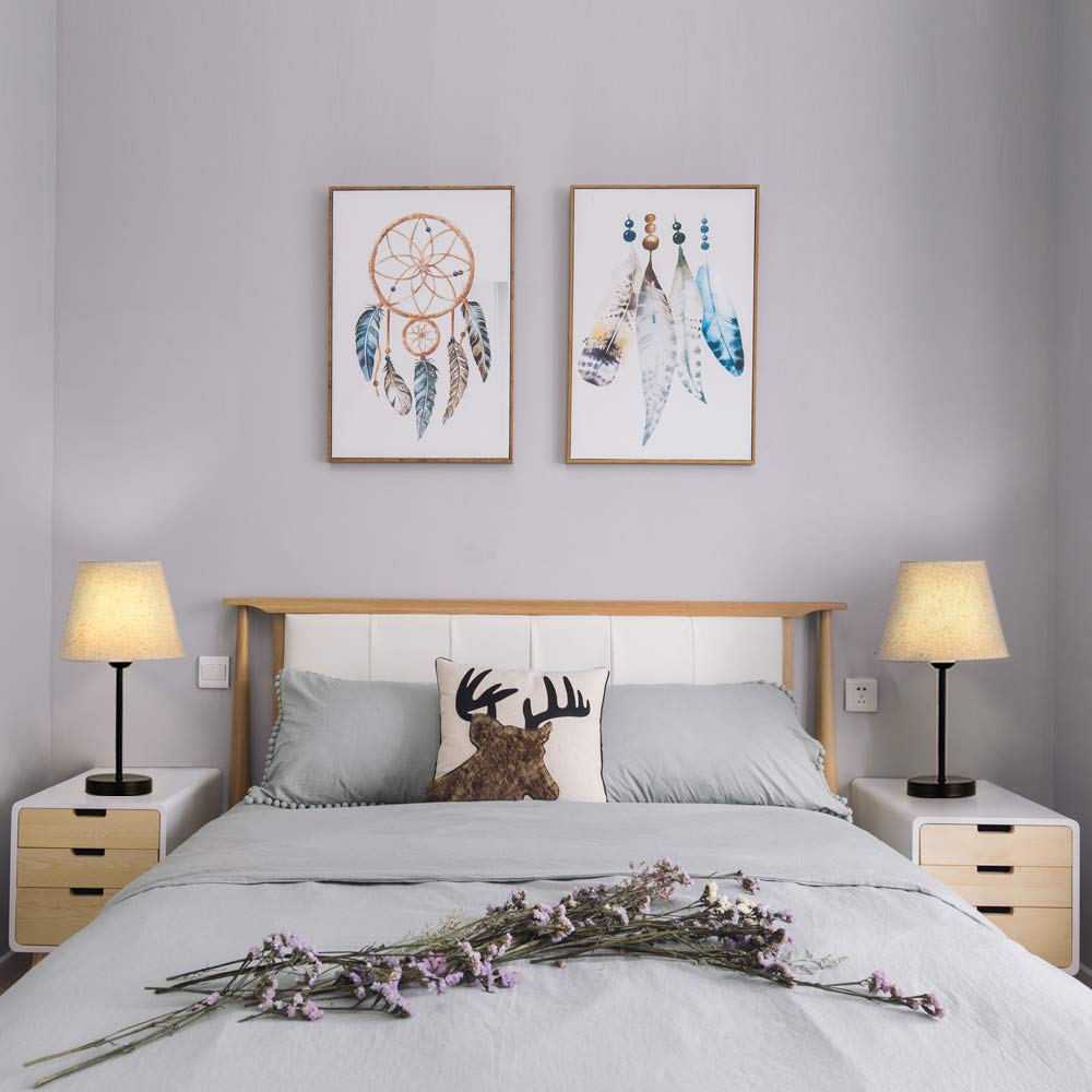 Modern Bedside Table Lamp Set of 2 - Classic White Nightstand Lamps for Bedroom, Living Room & Coffee Table - Perfect for Reading, Relaxing and Home Decor