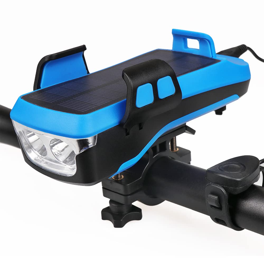 4-in-1 USB Rechargeable Bike Light Set - 2400mAh Power Bank, LED Headlight with 3 Modes, Bike Bell with 5 Sounds & Phone Holder - Perfect for Night Cycling, Commuting & Outdoor Adventures