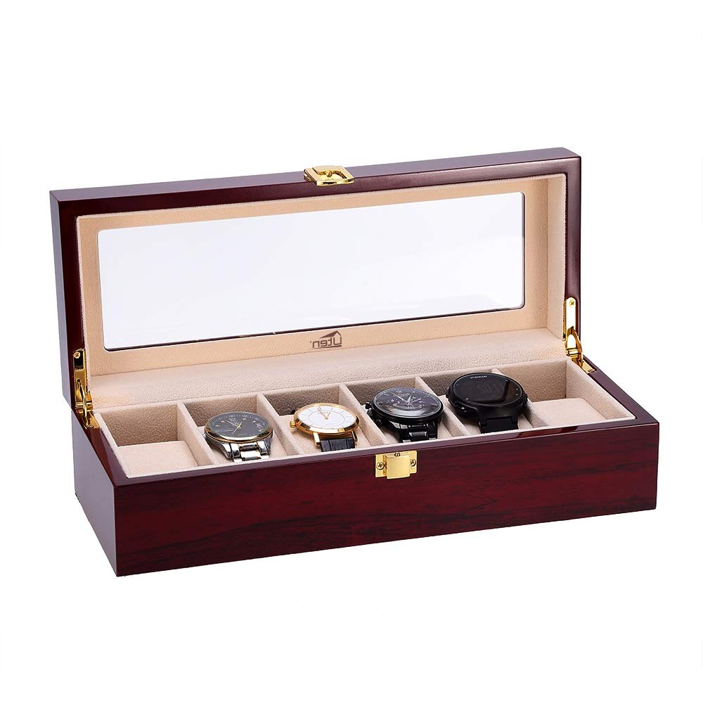 Wooden Watch Display Case - Jewelry Organizer Box for Men - Perfect for Watch Collections & Jewelry Storage at Home or Office
