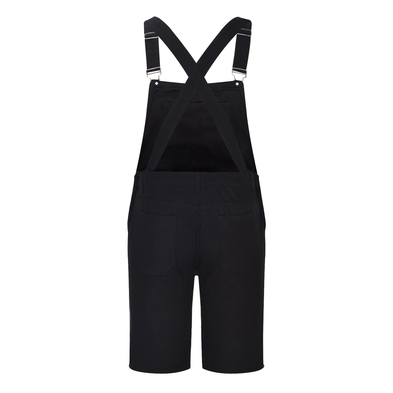 Men's Ripped Denim Bib Overalls Shorts - Adjustable Straps, Knee-Length Jumpsuit for Casual Wear, Workwear & Motorcycle Riding | Carpenter, Biker & Outdoor Activities
