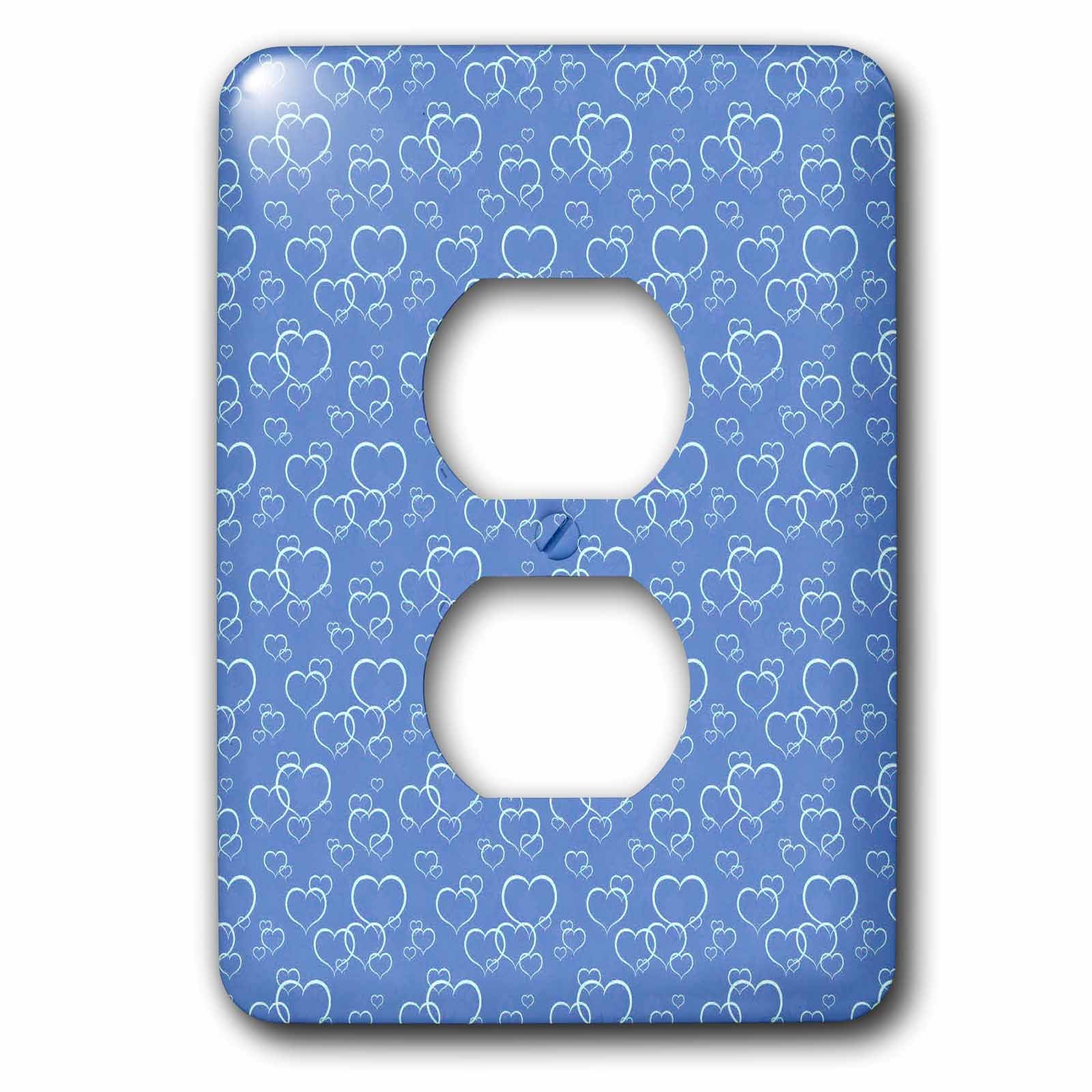 3D Rose Cute White and Soft Blue Overlapping Hearts Light Switch Cover - Decorative Wall Plate for Bedroom, Nursery, Kids Room, Home Decor