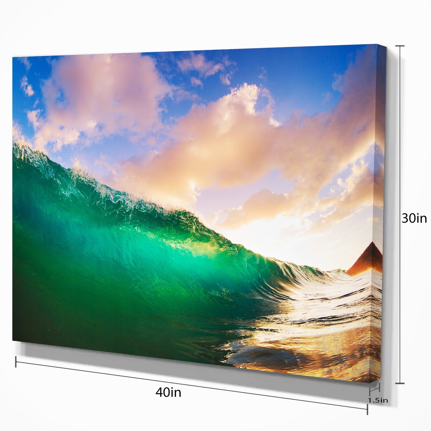 Waves Under Cloudy Sky Seascape Canvas Art Print - Ocean Wall Decor for Living Room, Bedroom & Office - Coastal Home Decor & Beach Themed Gift