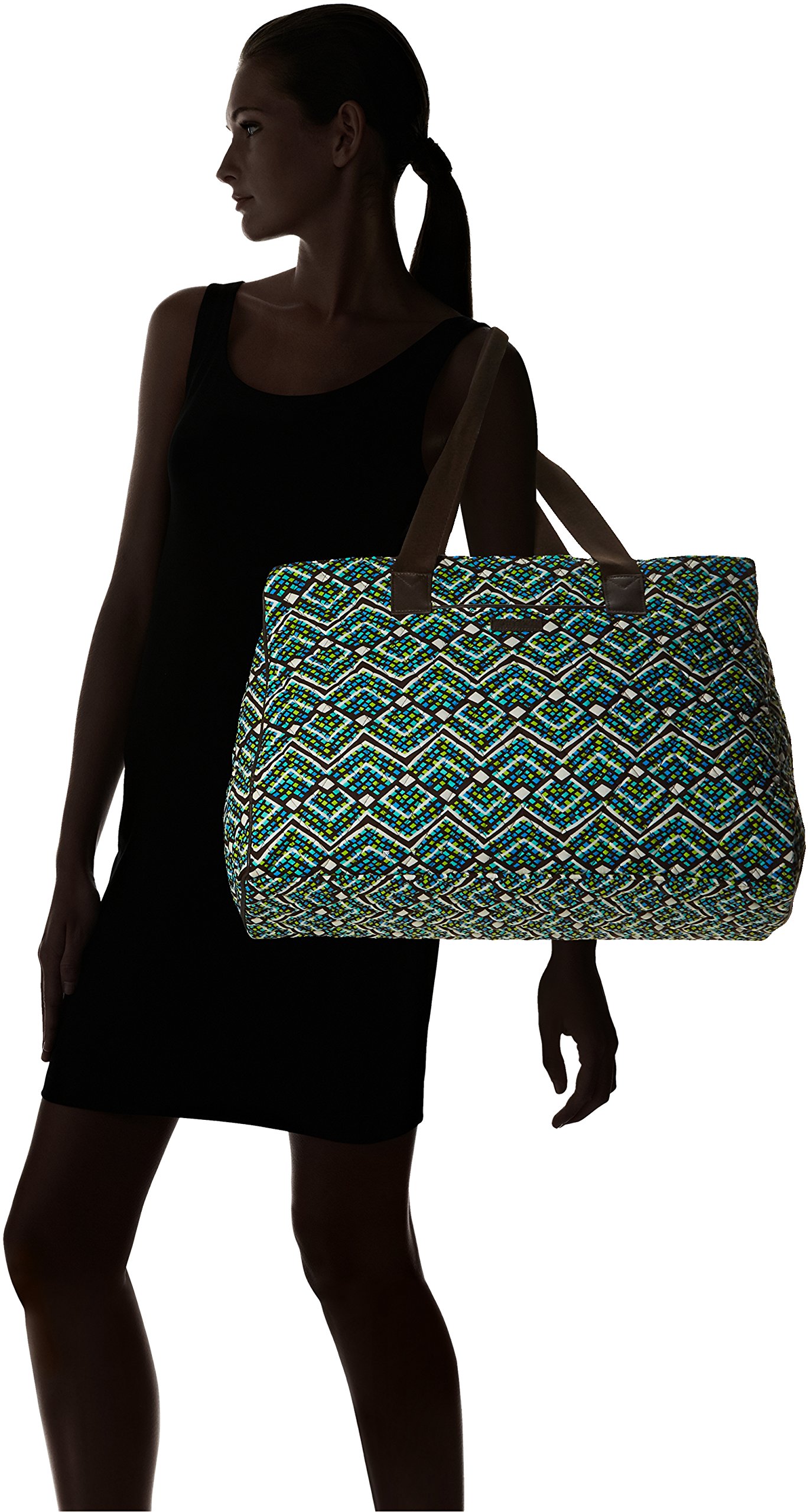Vera Bradley Women's Cotton Triple Compartment Travel Bag - Lightweight Carry-On Tote for Work, Gym & Weekend Getaways | Spacious Organizer with Pockets | Perfect for Business Trips, Beach Vacations & Daily Commute