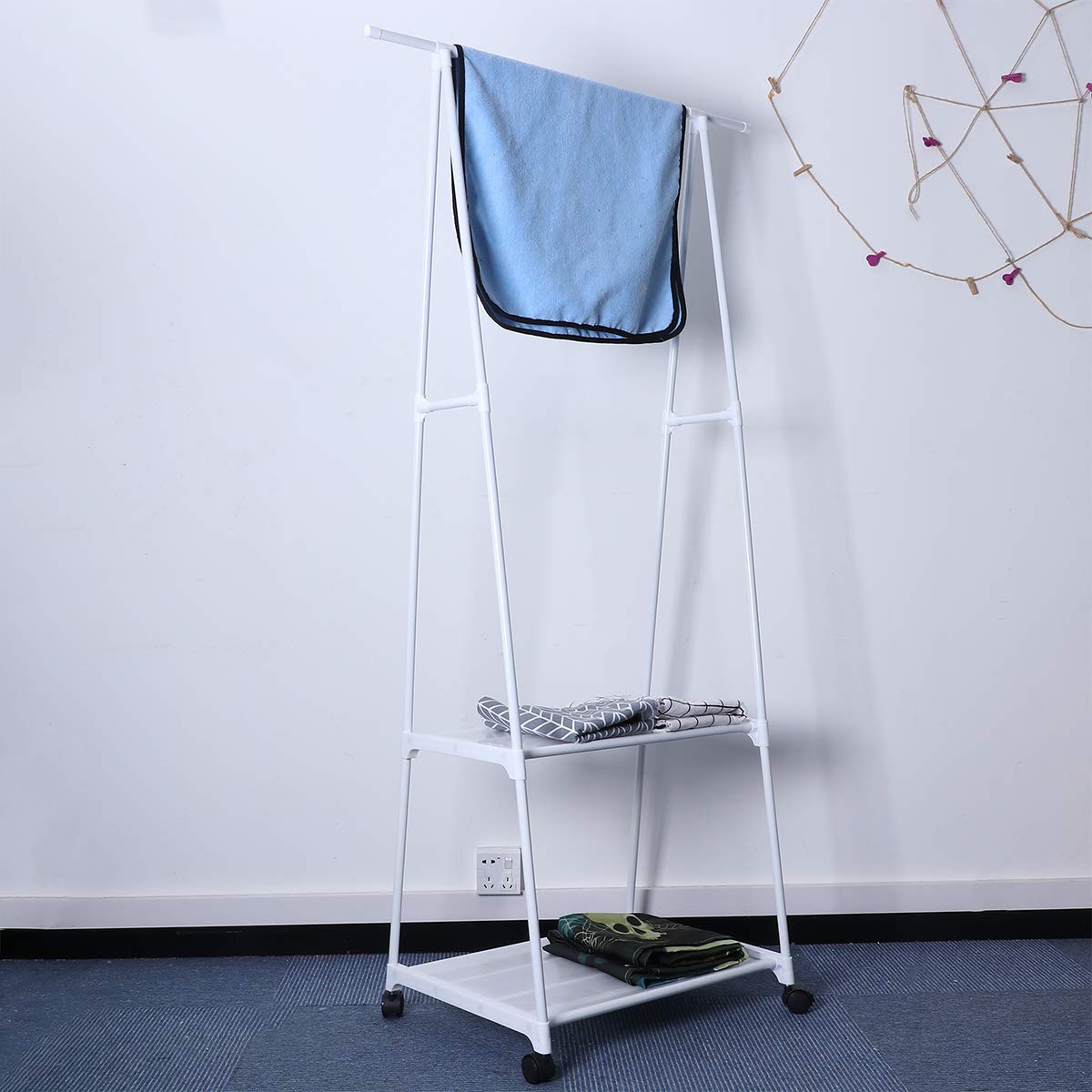 VICASKY 1PC White Clothes Drying Rack with Pulley - Space Saving Laundry Hanger Stand for Indoor & Outdoor Garment Storage - Perfect for Apartments, Dorms, and Small Spaces