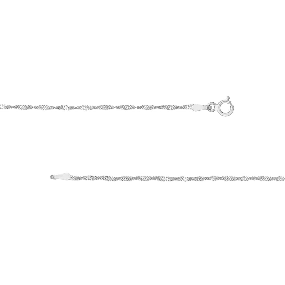 14K White Gold 1.4mm Singapore Chain Necklace for Women - Dainty Delicate Jewelry for Everyday Wear, Gifts & Special Occasions
