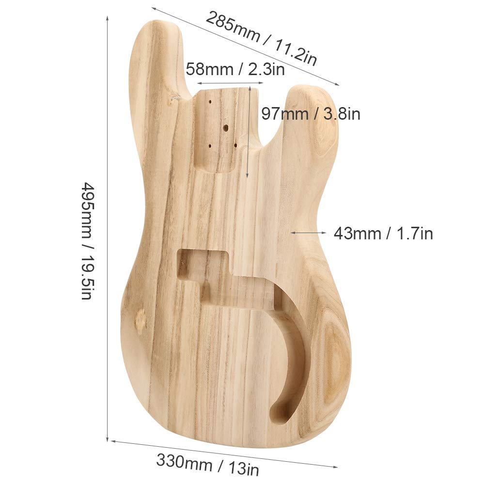 Unfinished Maple Bass Guitar Body - DIY Electric Guitar Parts & Accessories for Custom Builds | Perfect for Electric Guitar Upgrades, DIY Projects, and Replacement Bodies