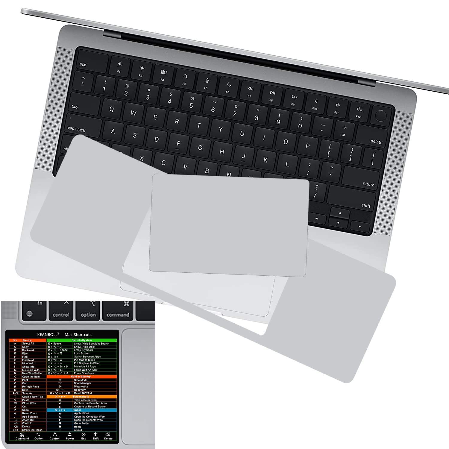 MacBook Pro 14 Inch Protective Skin with Palm Rest & TrackPad Cover (M1/M2/M3/M4 Chip Compatible) - Silver | Durable Laptop Decal for Work, Travel & Home Office Use