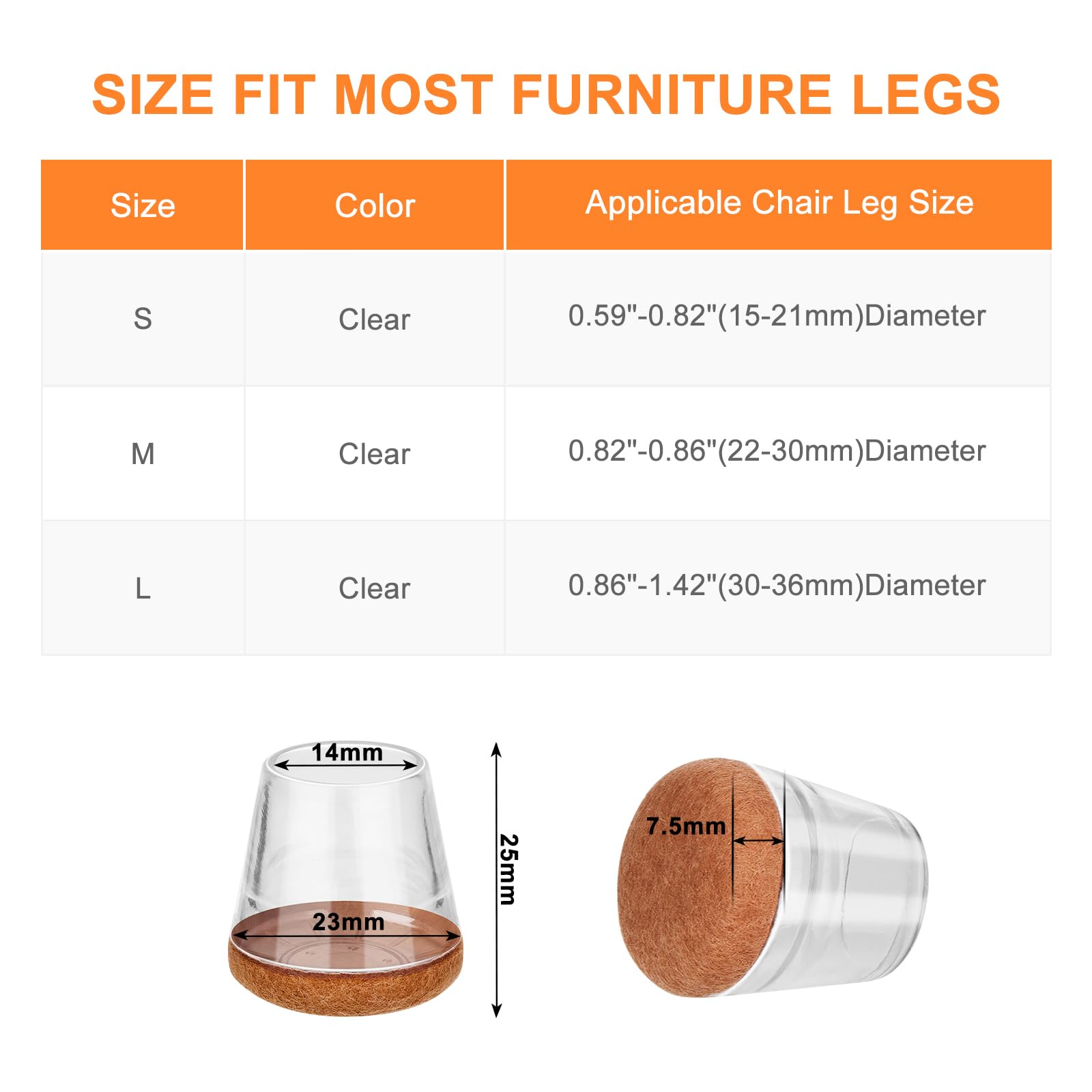 20 Pack Transparent Silicone Chair Leg Floor Protectors - Thickened Furniture Felt Pads for Tables & Chairs - Reduce Noise, Prevent Scratches & Easy Gliding - Perfect for Hardwood Floors, Tile & Office Furniture