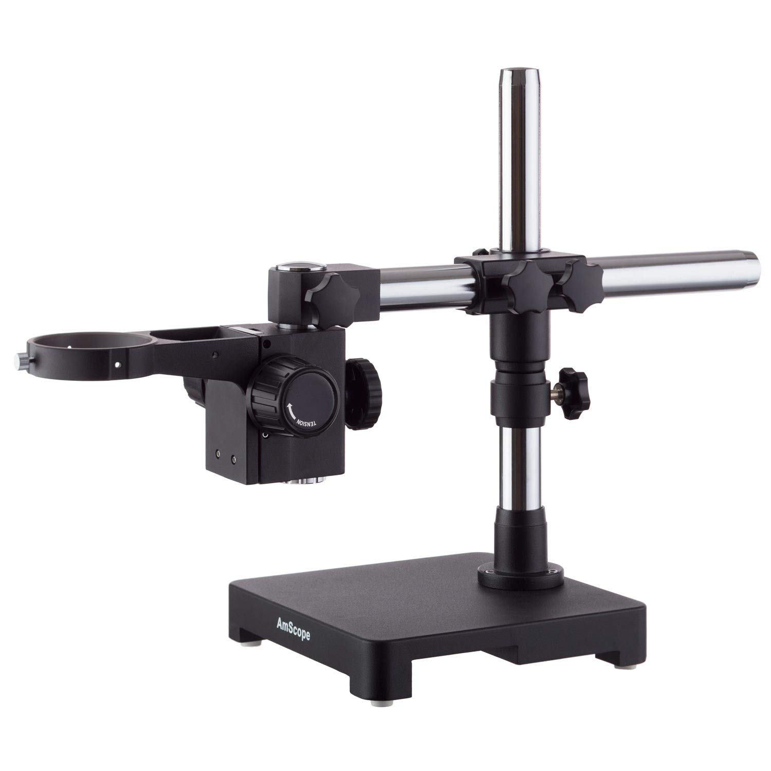 AmScope Single-Arm Boom Stand Microscope - Heavy Duty Black Metal Base for Lab & Classroom Use - Perfect for Biology, Electronics & Jewelry Inspection