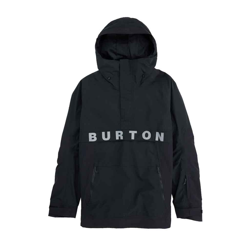 Burton 24/25 Frostner Anorak Jacket for Men & Women - Waterproof Winter Coat with Hood, True Black - Perfect for Skiing, Snowboarding & Outdoor Adventures